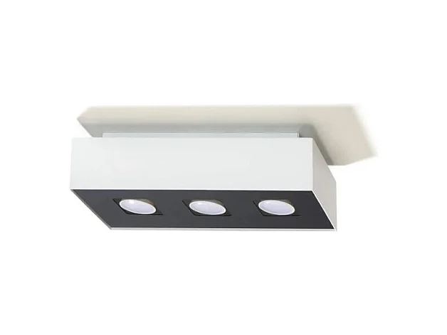 Lampade Da Soffitto Mono Minimalista Di Acciaio - 3 Sorgenti Luminose - L.34 X A.11 Cm - Bianco Nero