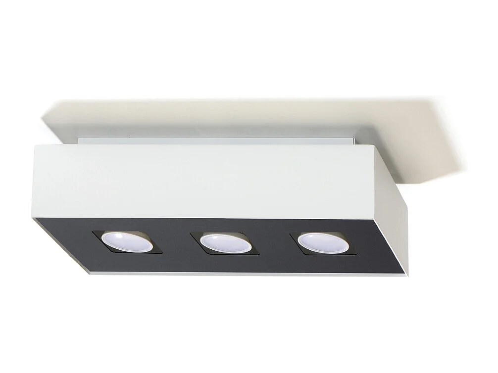 Luminárias De Teto Mono Minimalista, Aço - 3 Lichtbronnen - L.34 X H.11 Cm - Branco Preto