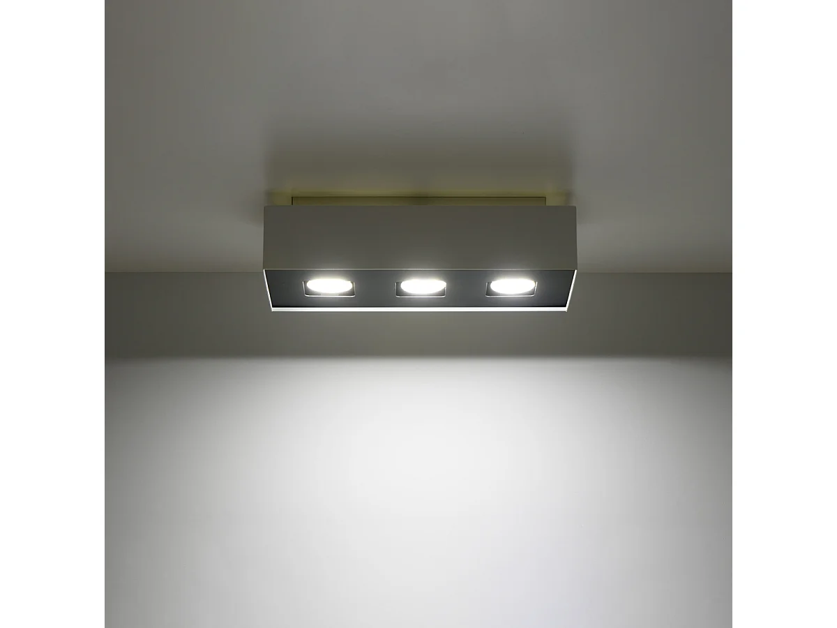 Luminárias De Teto Mono Minimalista, Aço - 3 Lichtbronnen - L.34 X H.11 Cm - Branco Preto