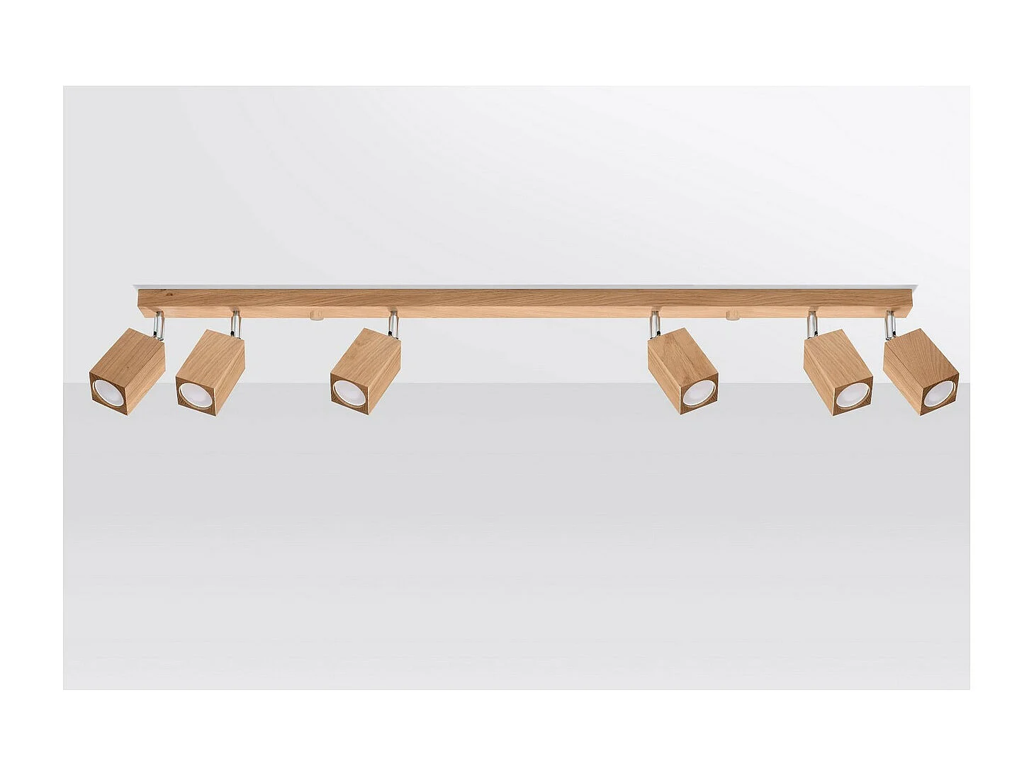 Sollux Lighting Keke Barre de spots de plafond carrée en chêne, bois, 6x GU10