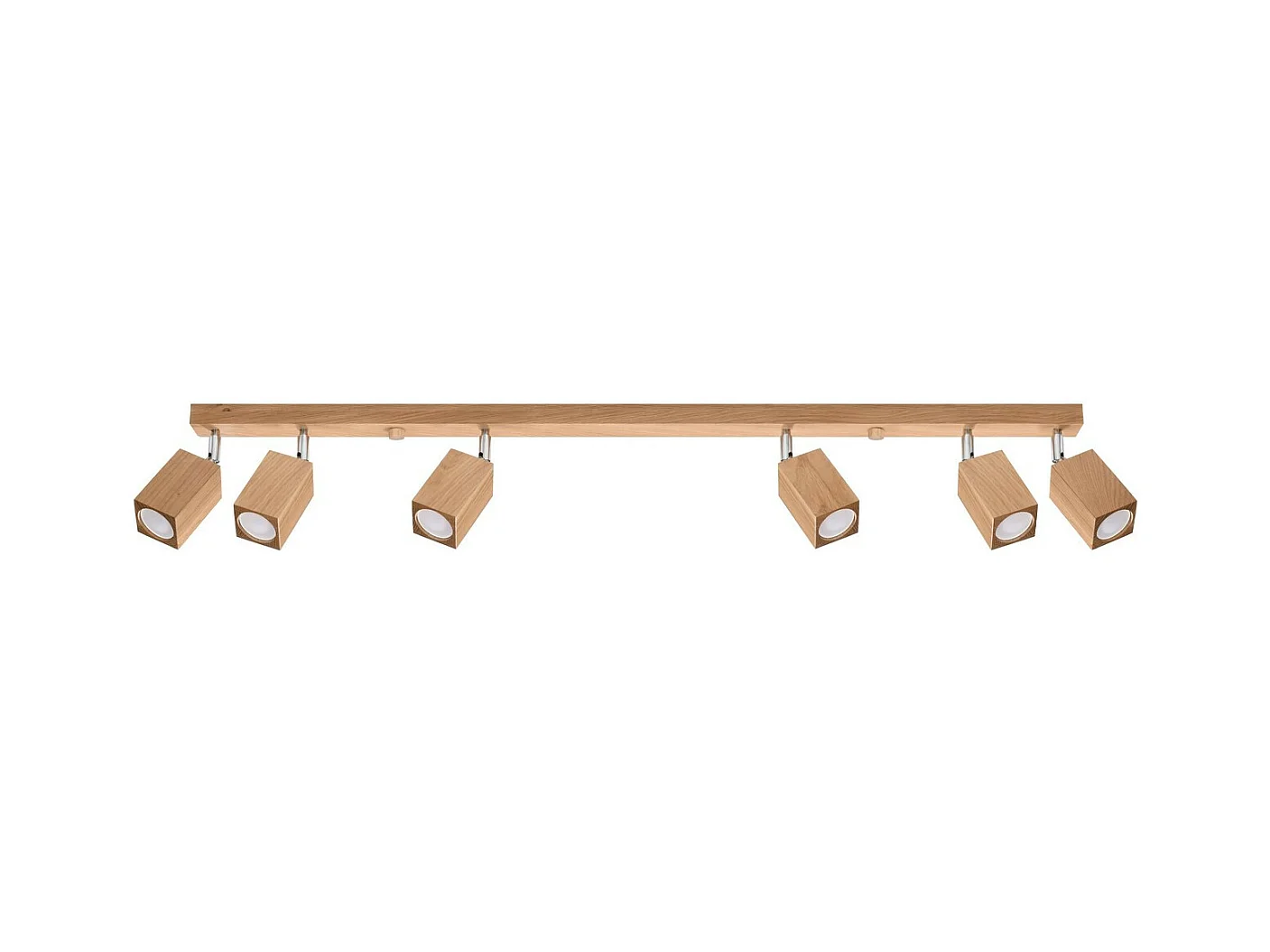 Sollux Lighting Keke Barre de spots de plafond carrée en chêne, bois, 6x GU10
