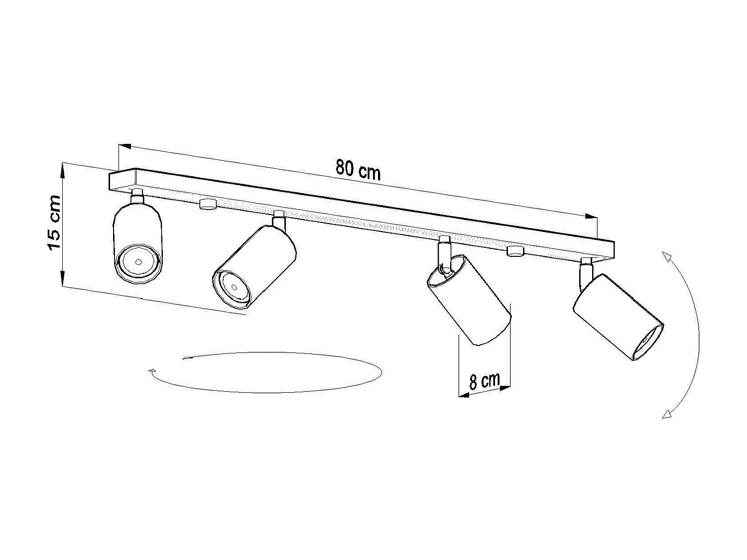 Sollux RING Barre de projecteur à 4 lumières gris, GU10