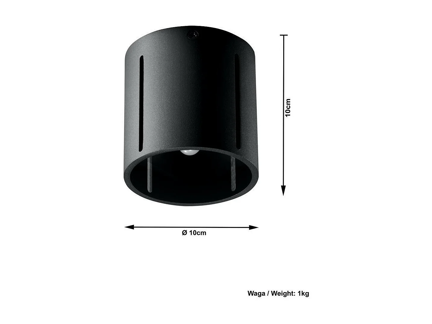 Sollux INEZ Plafonnier affleurant à 1 lumière, noir, G9