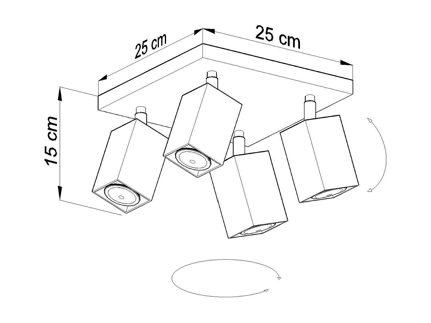 Plafondlampen Merida Modern Van  - 4 Lichtbronnen - L.25 X H.16 Cm - Grijs