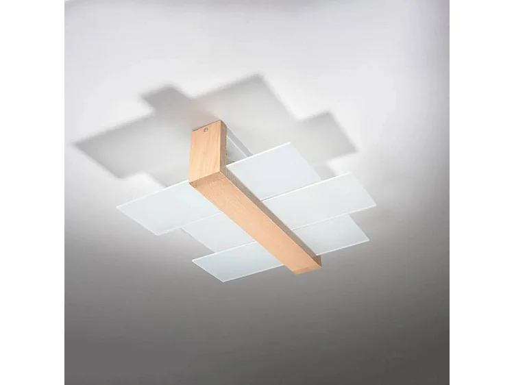 Sollux FENIKS - Plafoniera a filo con 2 luci in legno naturale, attacco E27