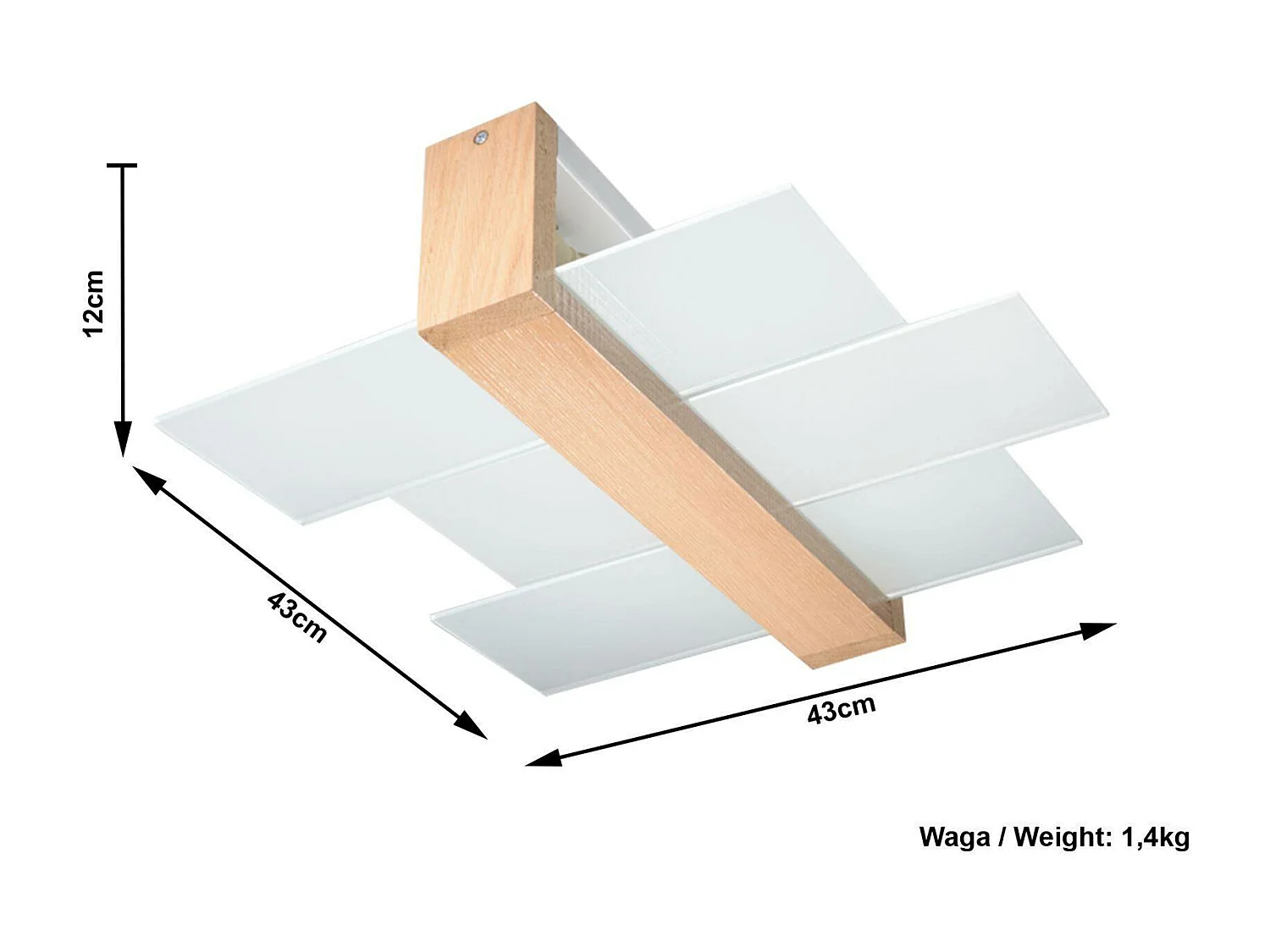 Luminárias De Teto Feniks Escandinavo, Madeira/Vidro - 2 Lichtbronnen - L.43 X H.12 Cm - Madeira Natural