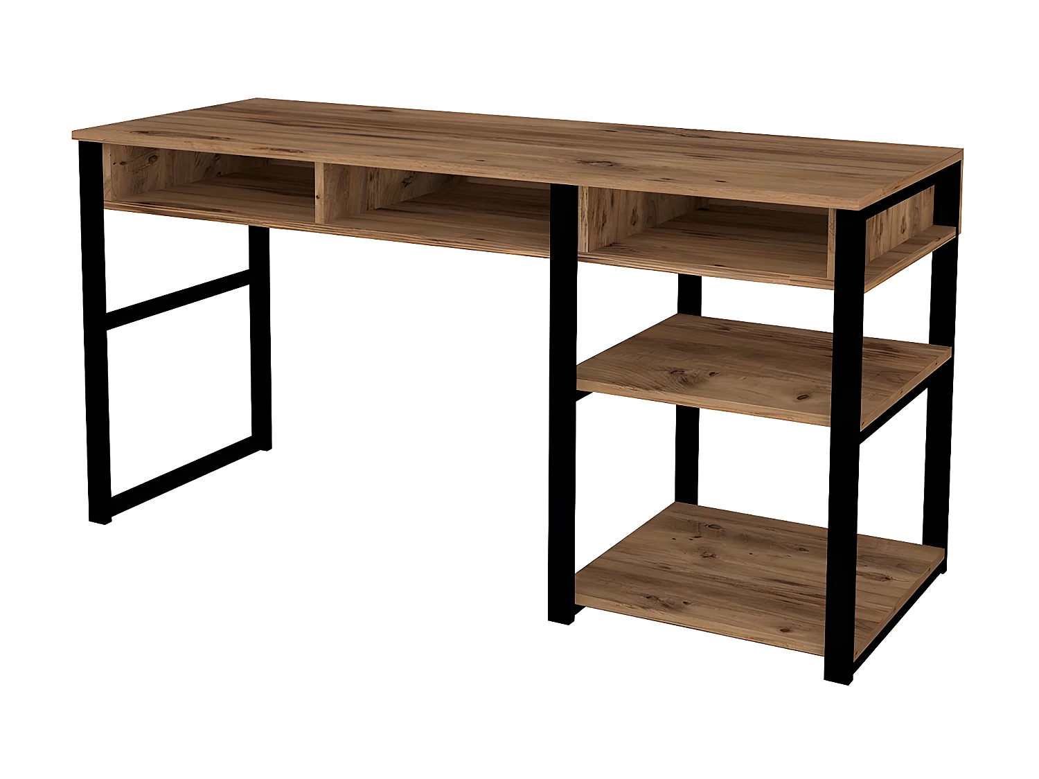 Bureau industriel avec rangements - Naturel et noir - RALEIGH