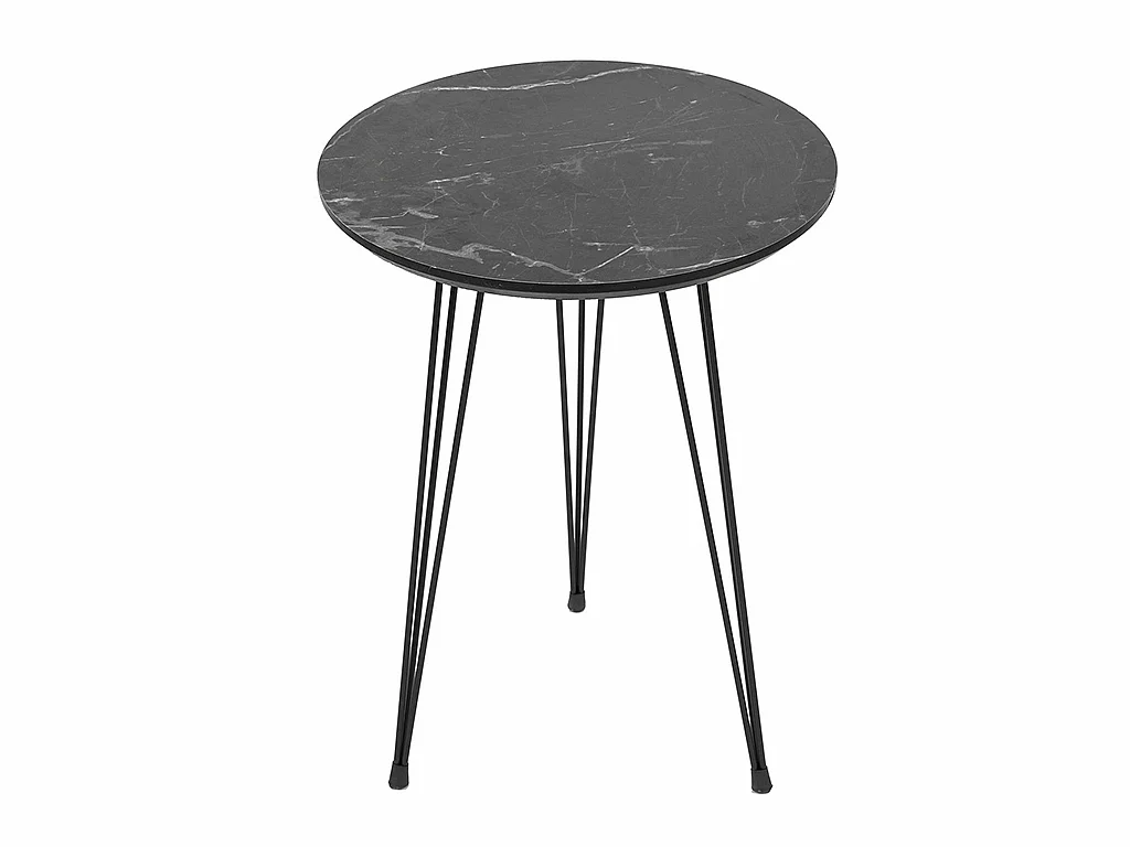 Tables basses gigognes en métal et MDF - Effet marbre noir - DARIULA