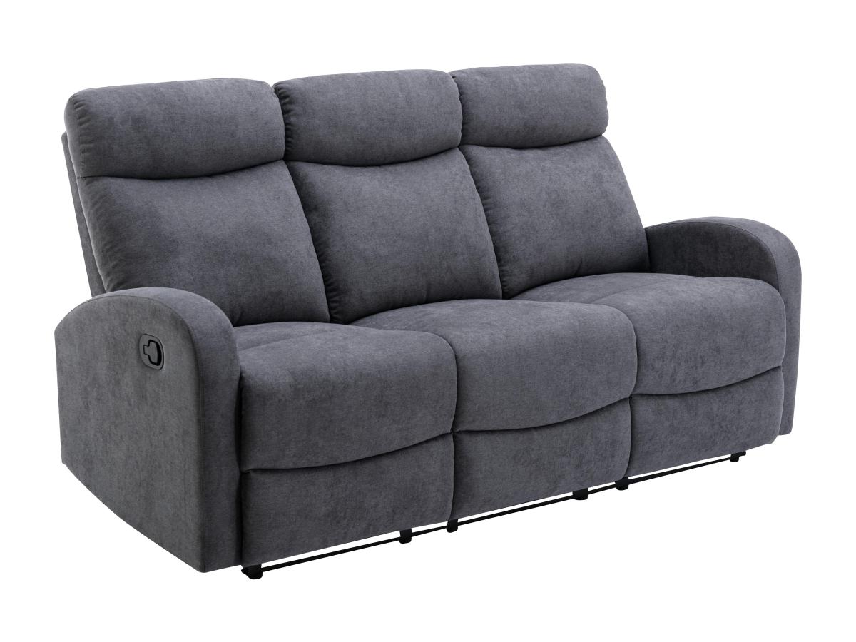 Relaxsofa 3-Sitzer - Stoff - Grau - EVELYN günstig online kaufen