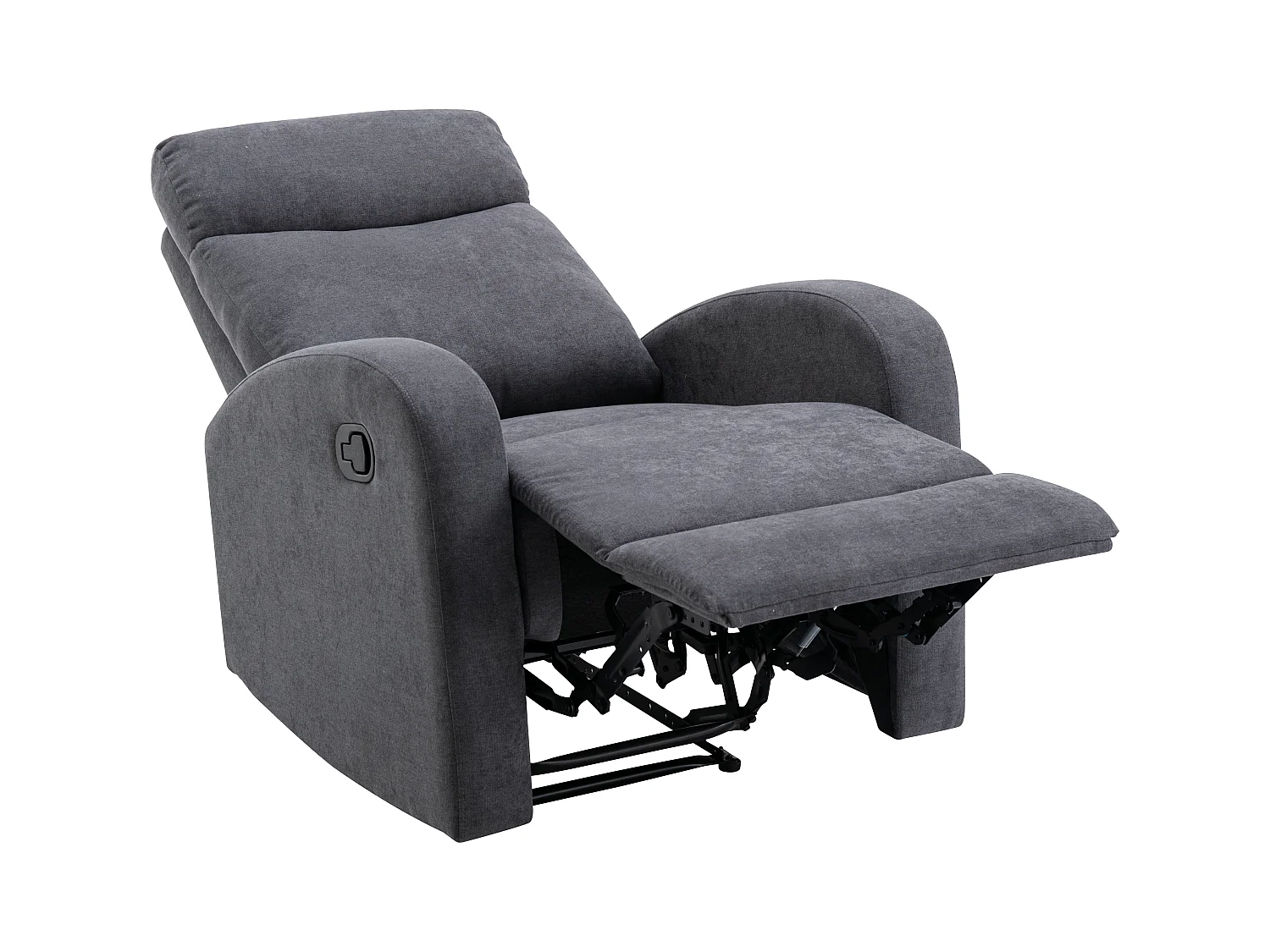 Avslapningsstol i grått stoff stoff-lenestol i grå tøystol i grått stoff EVELYN