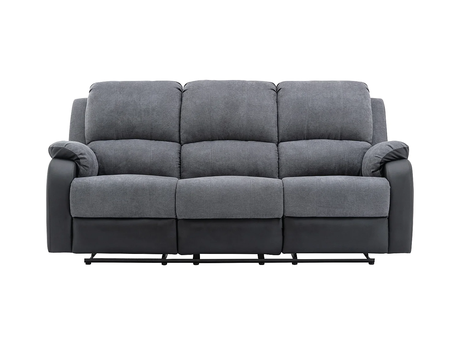 Relaxsofa 3-Sitzer - Microfaser & Kunstleder - Grau & Schwarz - BRODY