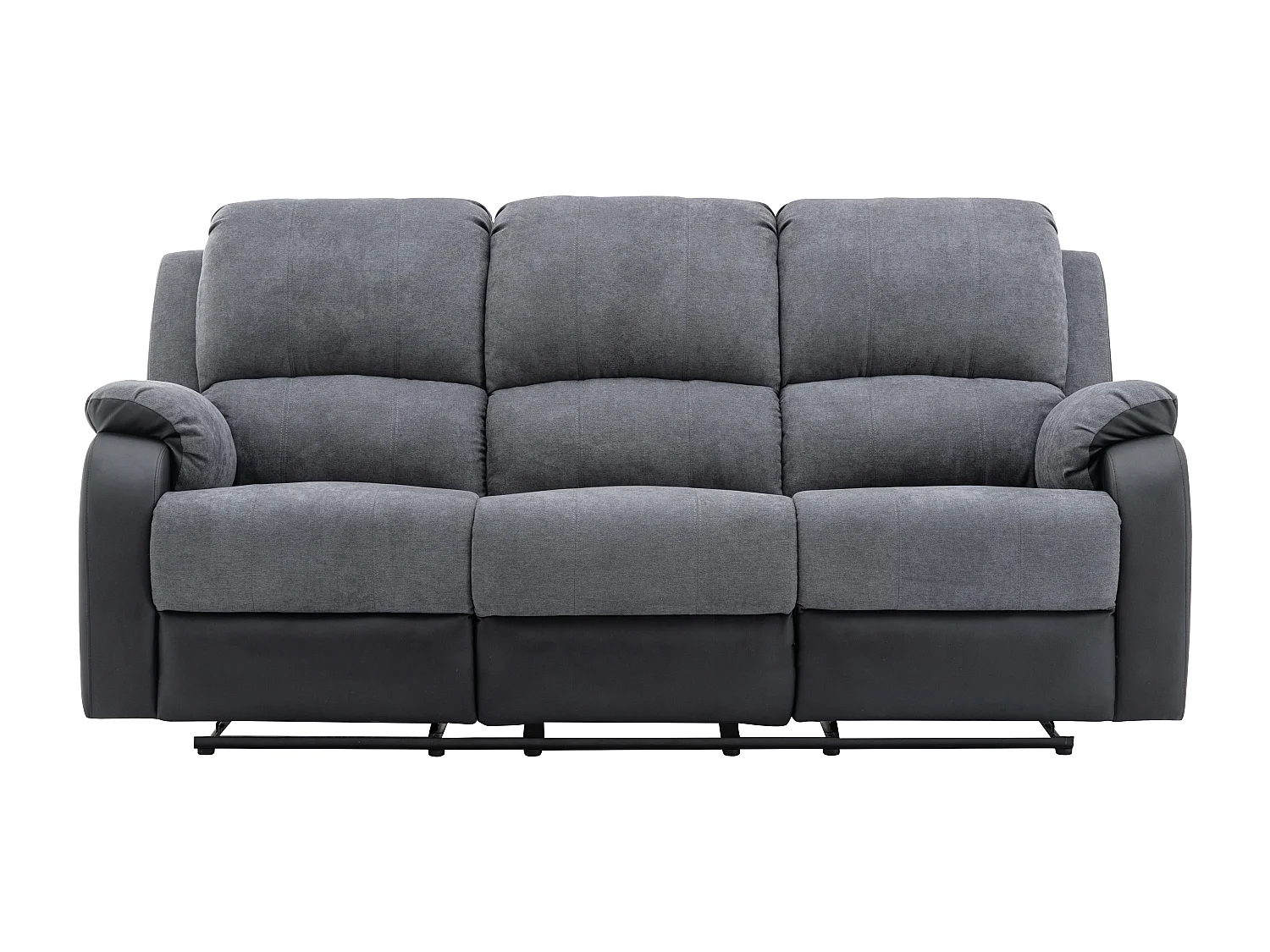 Canapé 3 places relax en microfibre et simili gris et noir BRODY