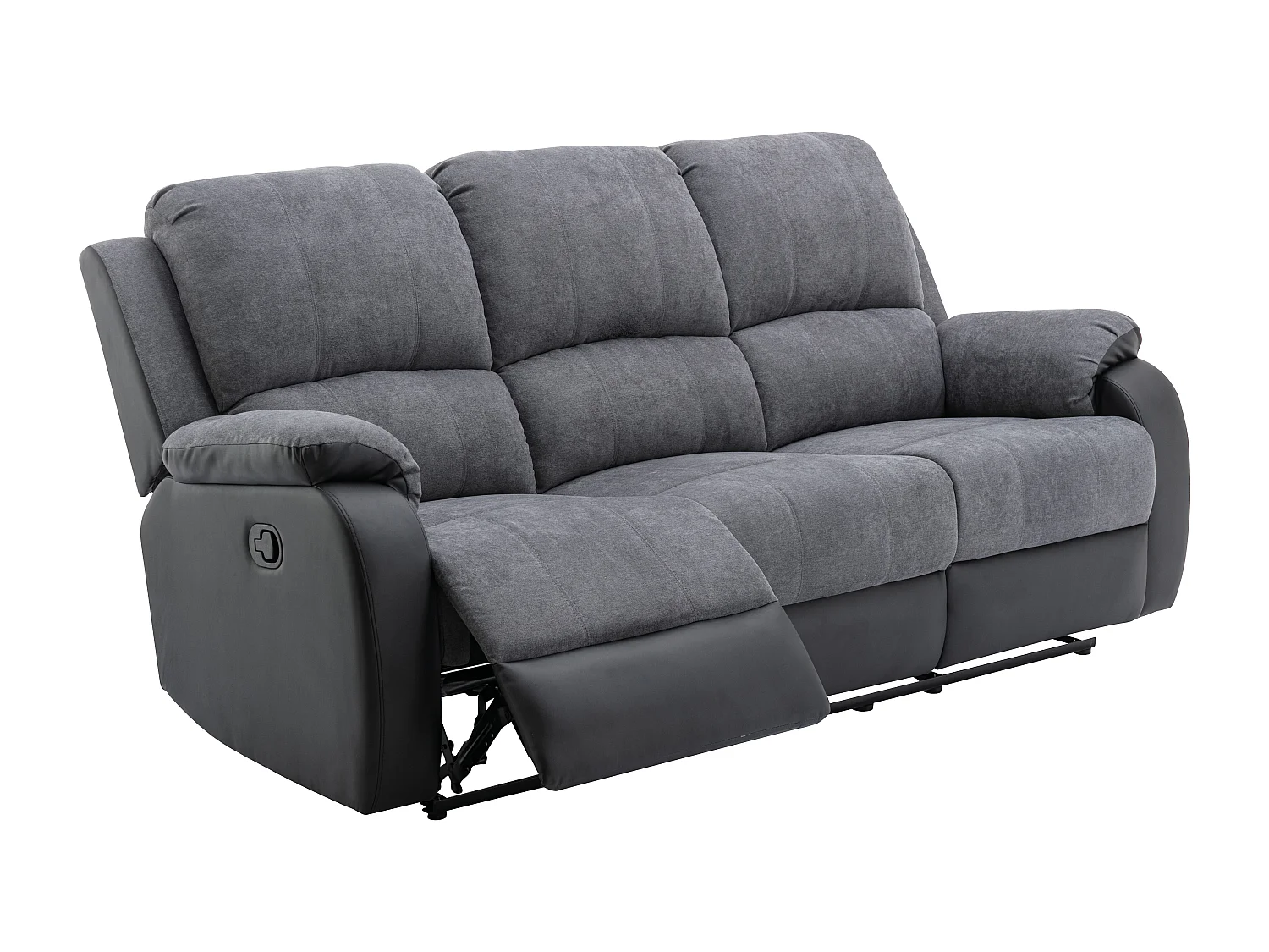 Canapé 3 places relax en microfibre et simili gris et noir BRODY