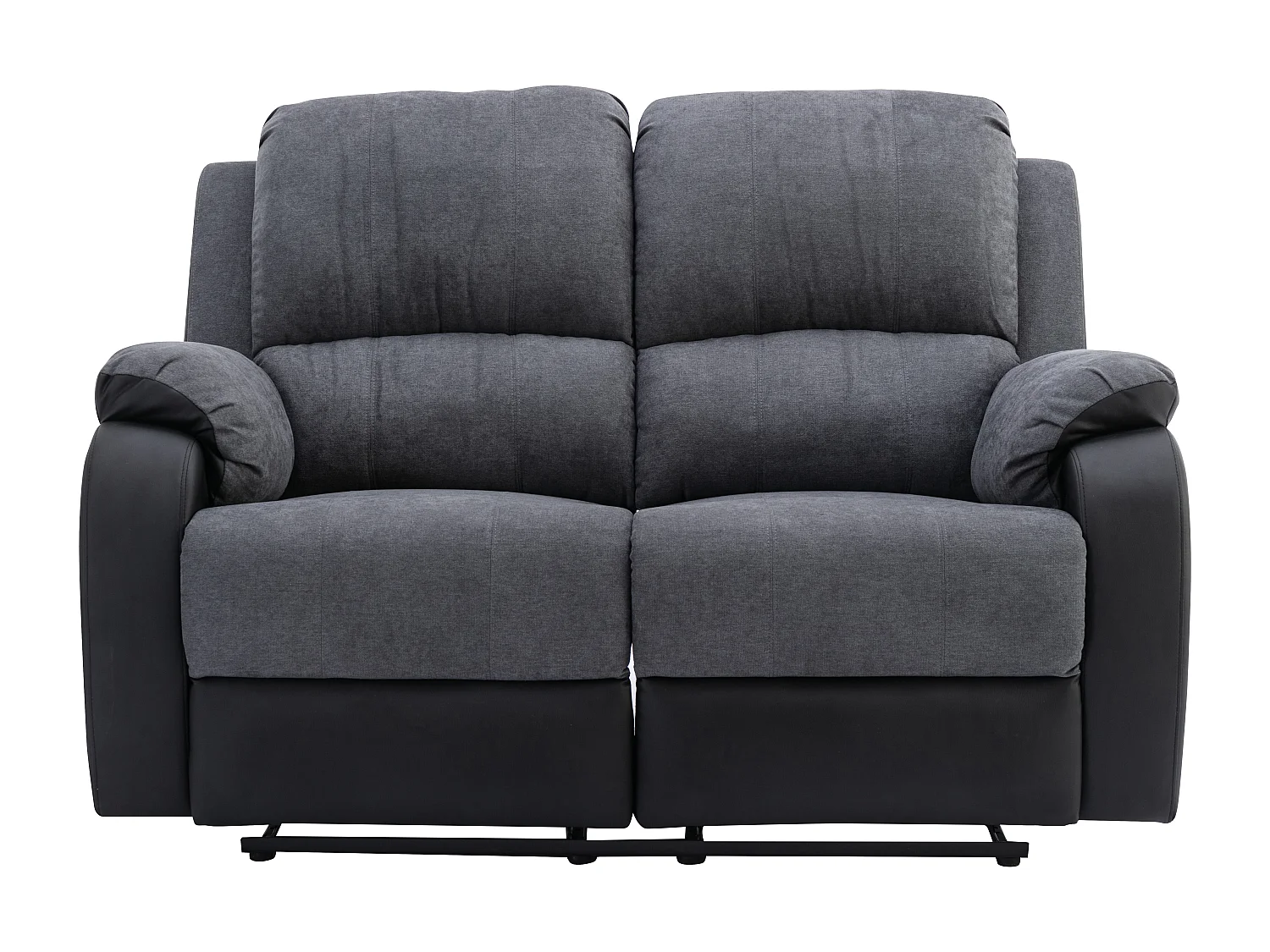 Tweezits-relaxbank van microvezel en grijs en zwart kunstleer BRODY