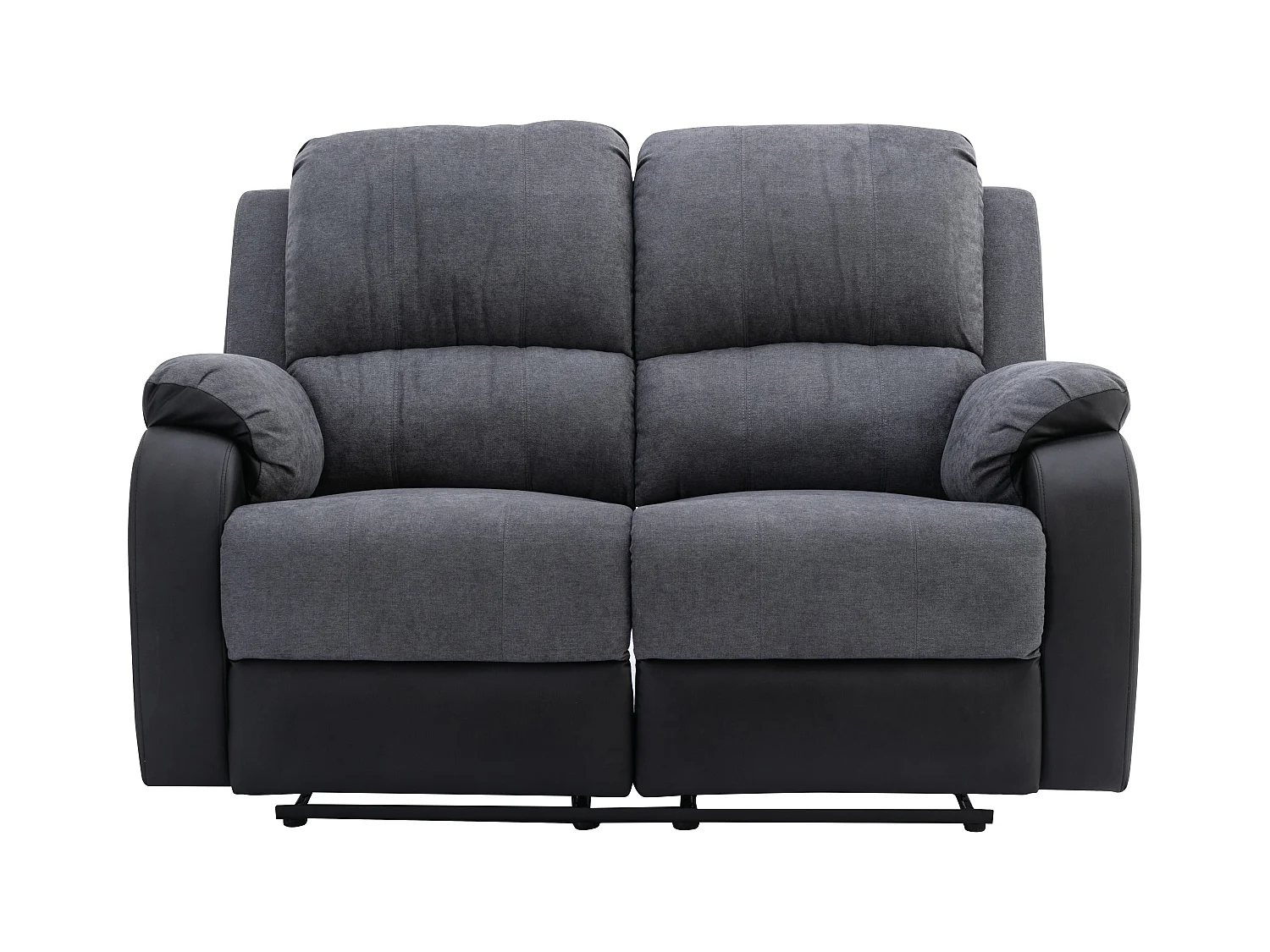 Canapé 2 places relax en microfibre et simili gris et noir BRODY