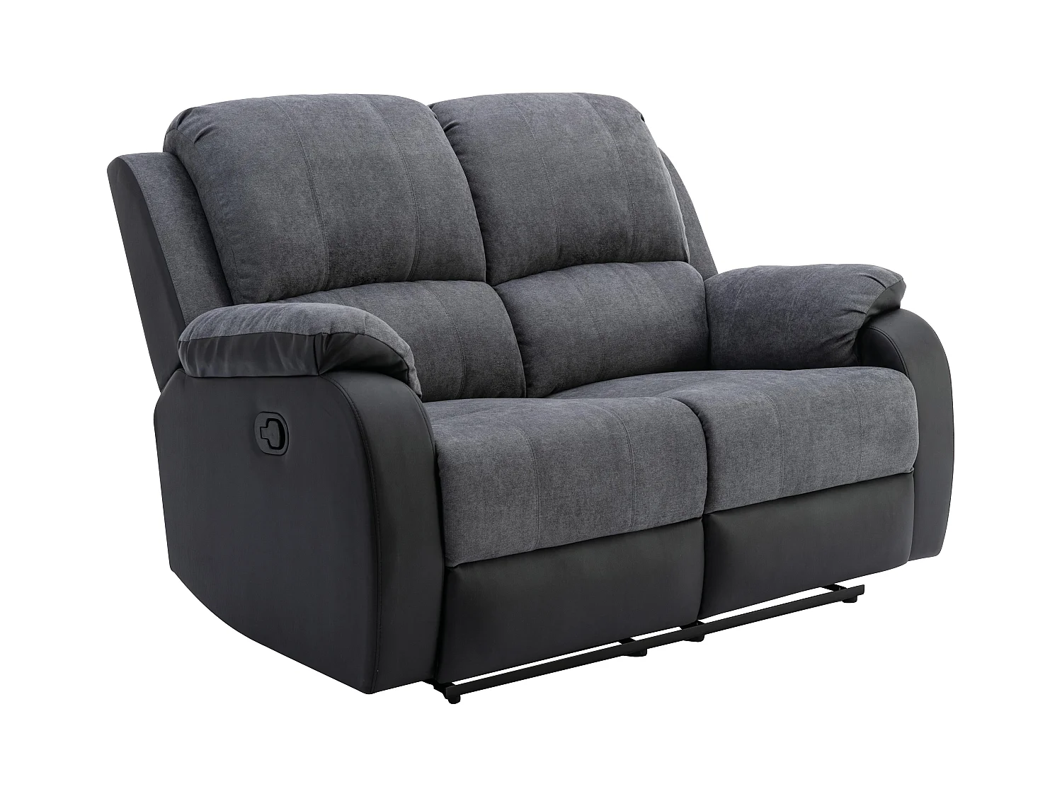 Canapé 2 places relax en microfibre et simili gris et noir BRODY