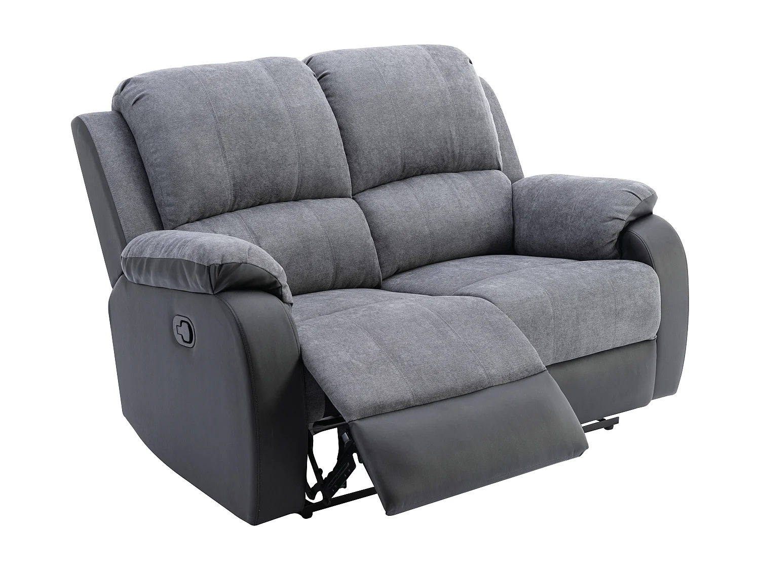 Canapé 2 places relax en microfibre et simili gris et noir BRODY