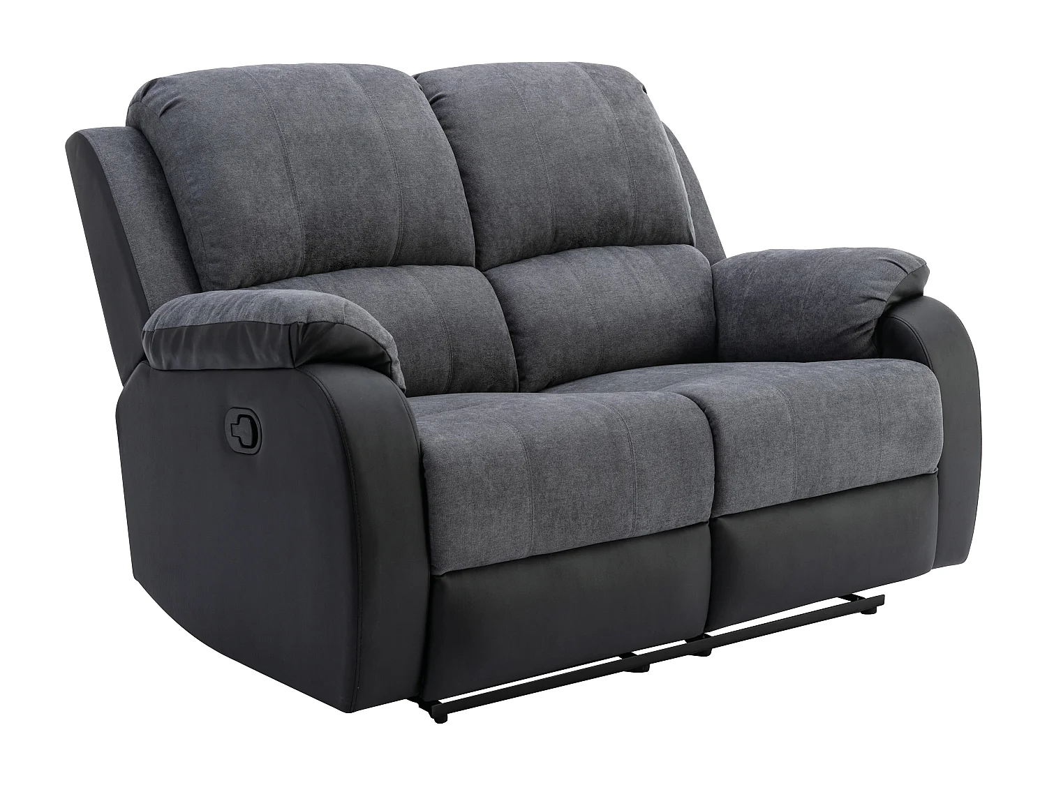 Canapé 2 places relax en microfibre et simili gris et noir BRODY