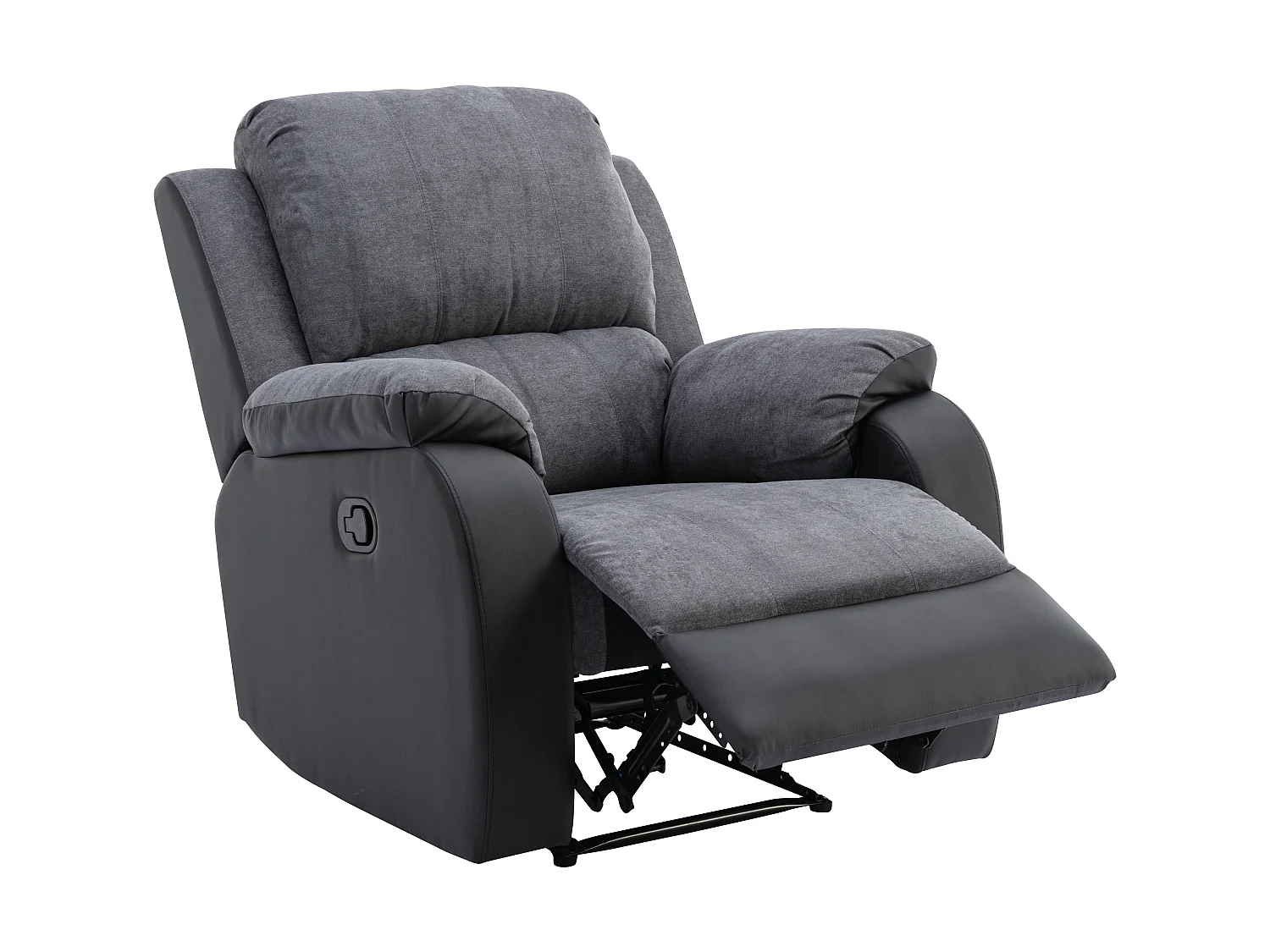 Relaxfauteuil van microvezel en grijs en zwart kunstleer BRODY