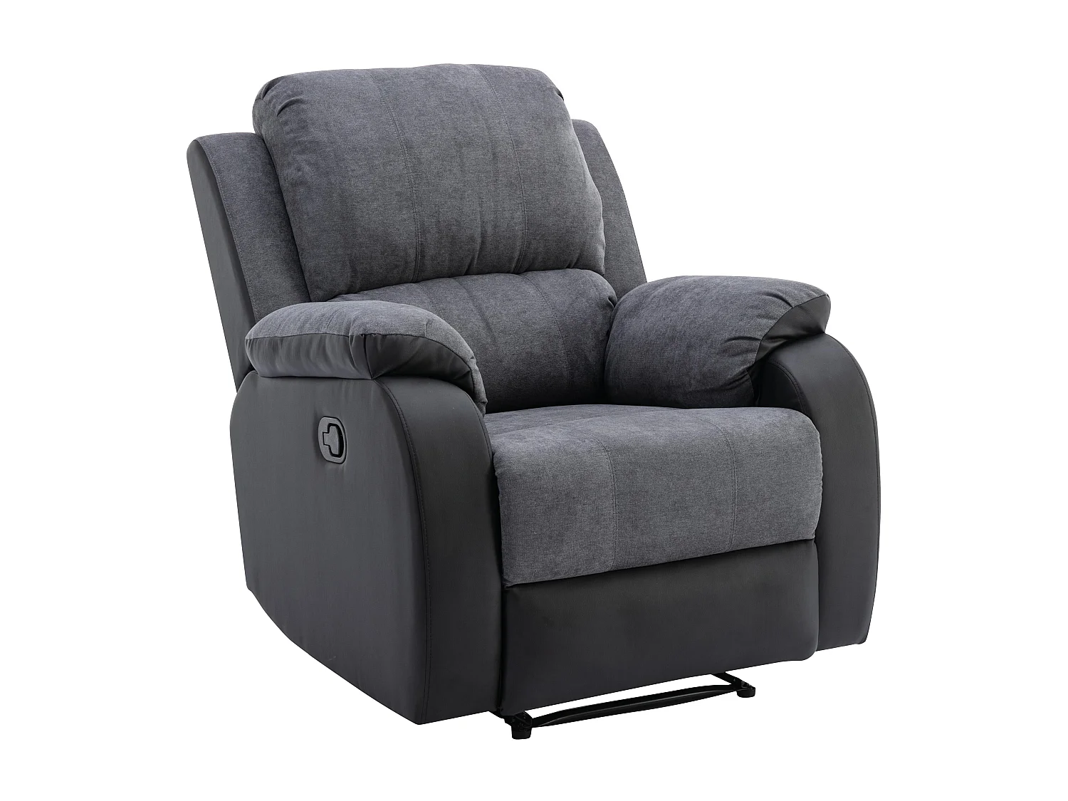 Fauteuil relax en microfibre et simili gris et noir BRODY