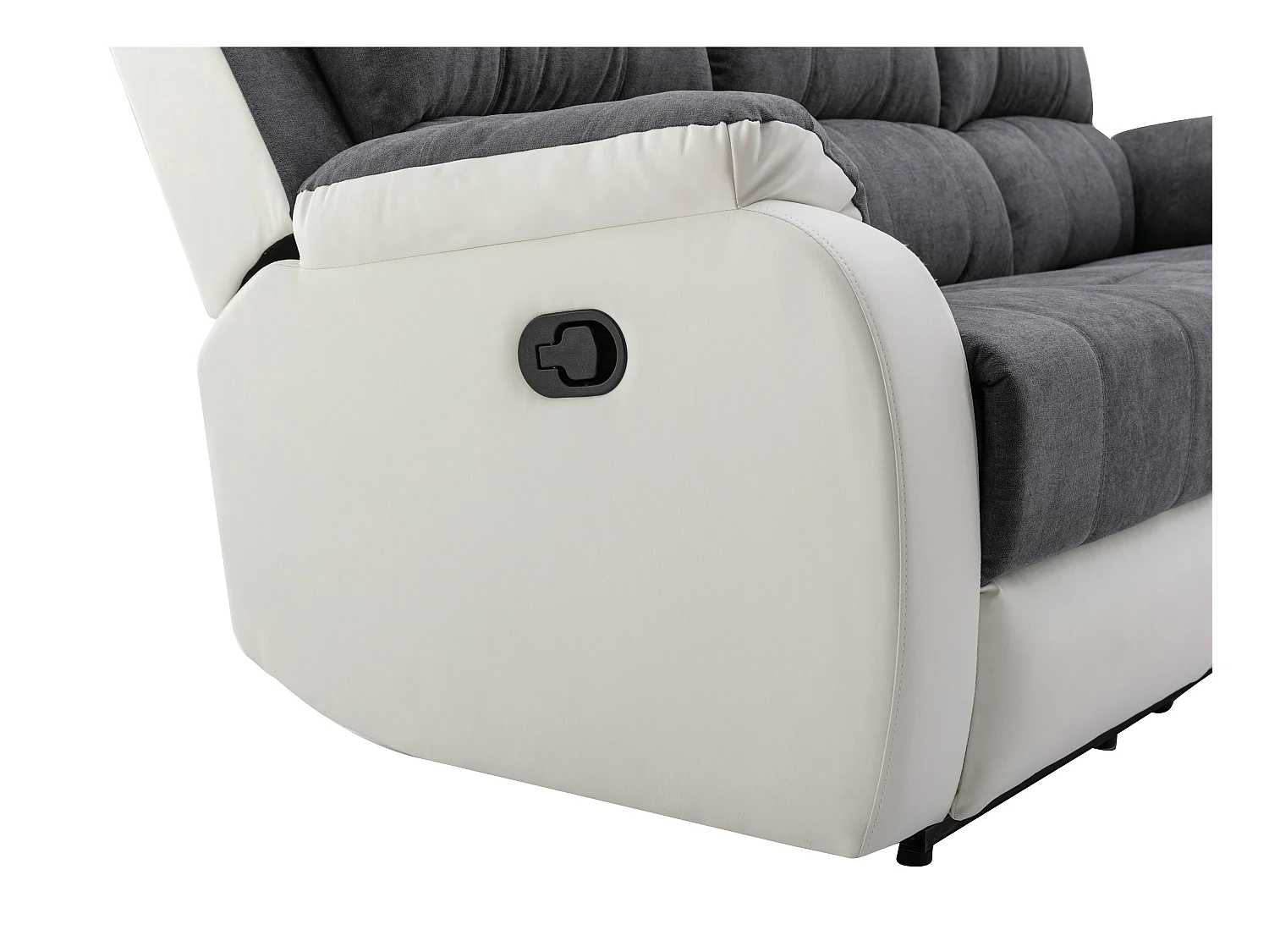 Divano 3 posti relax in Microfibra e Similpelle Grigio e Bianco - BRODY