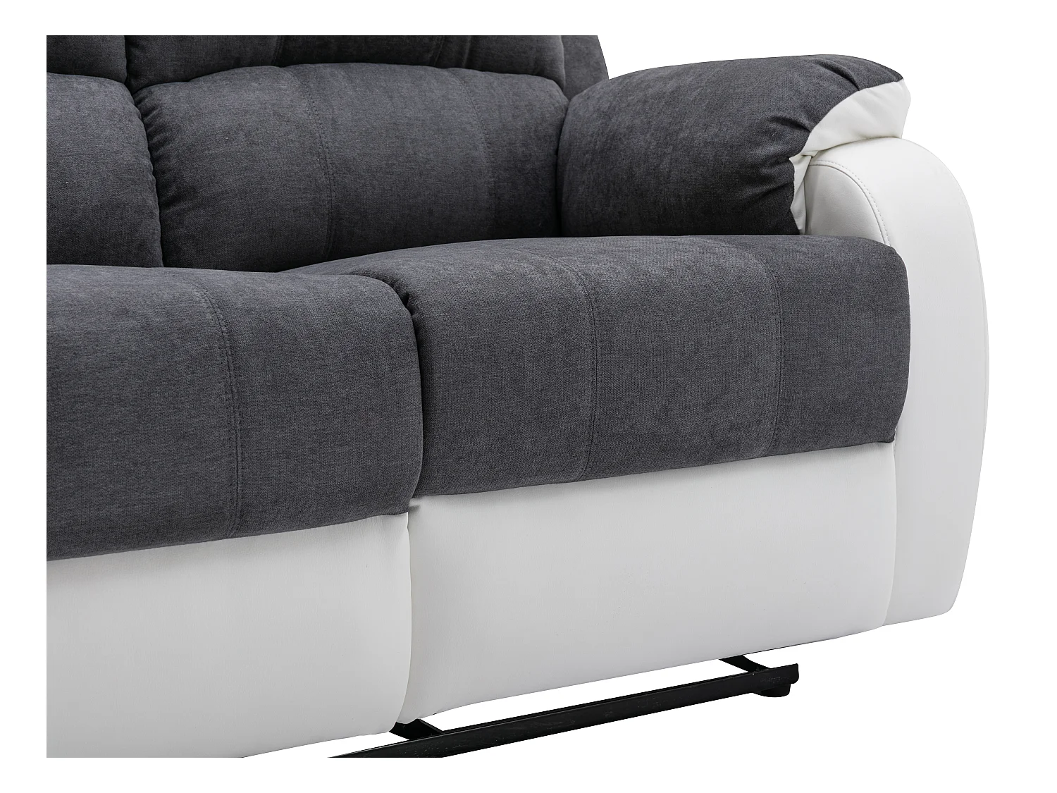 Divano 3 posti relax in Microfibra e Similpelle Grigio e Bianco - BRODY