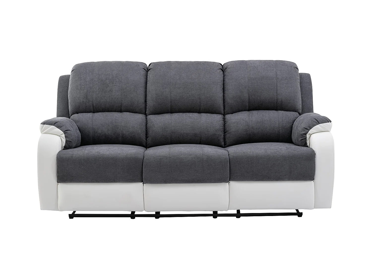 Canapé 3 places relax en microfibre et simili gris et blanc BRODY