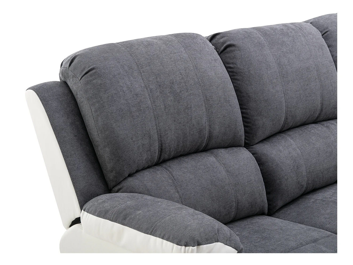 Canapé 3 places relax en microfibre et simili gris et blanc BRODY