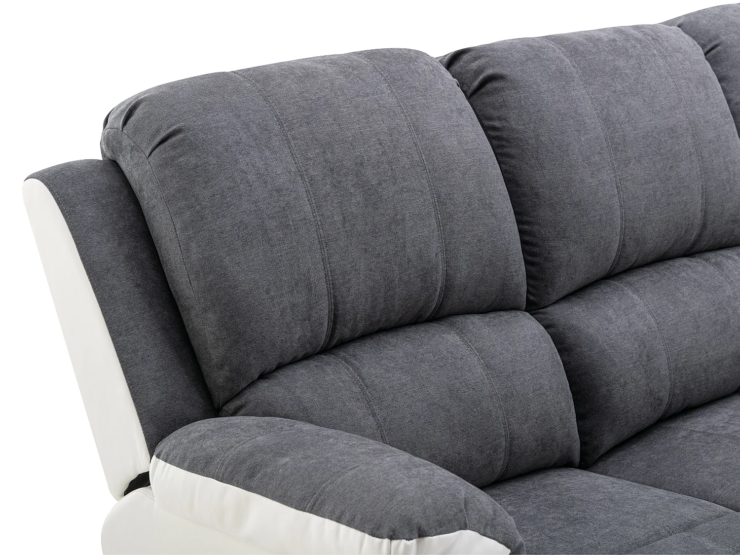 Canapé 3 places relax en microfibre et simili gris et blanc BRODY