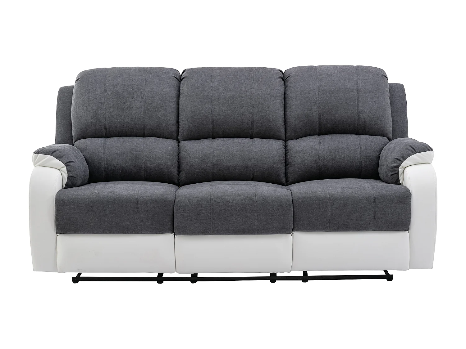 Canapé 3 places relax en microfibre et simili gris et blanc BRODY