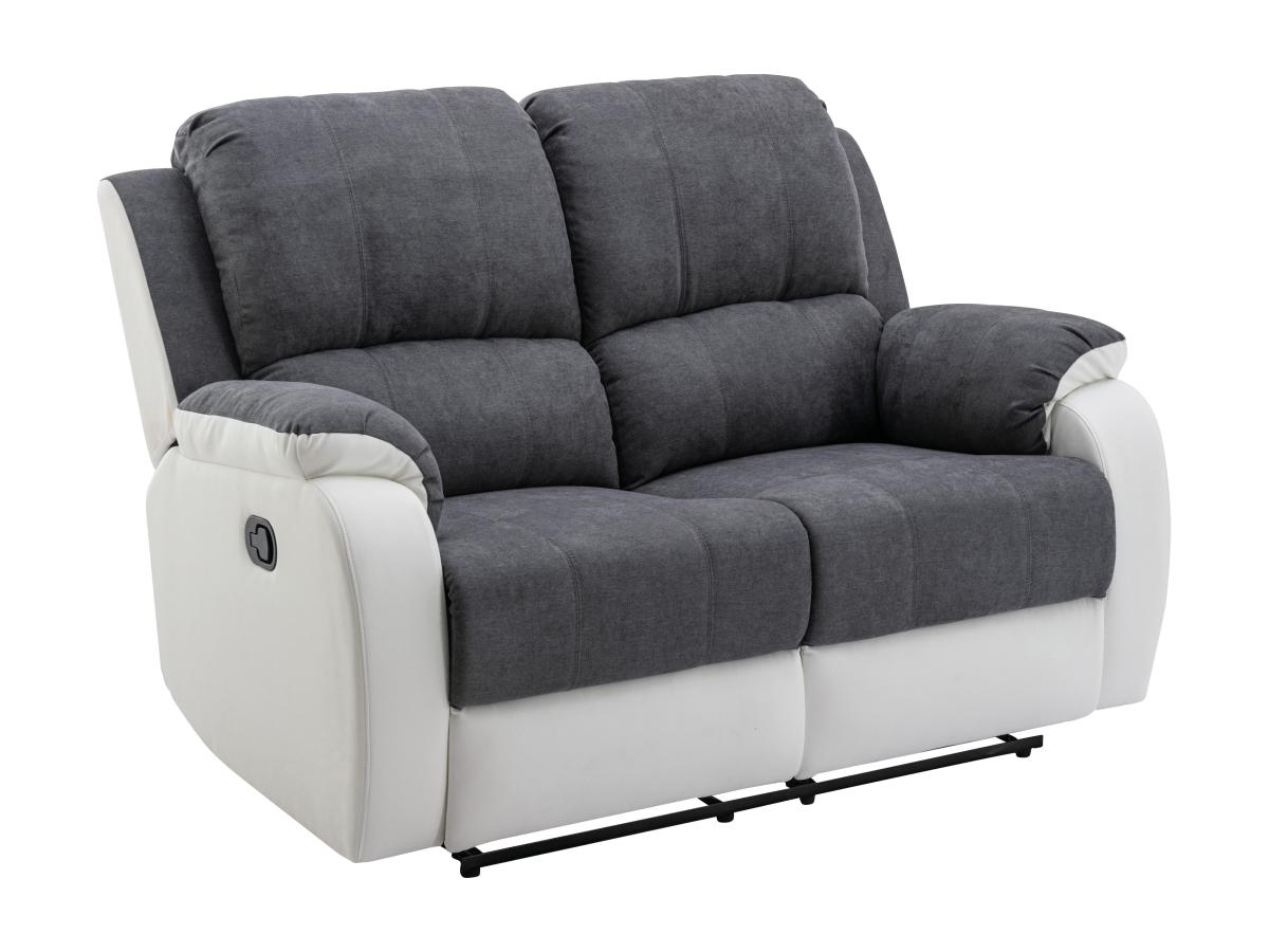 Relaxsofa 2-Sitzer - Microfaser & Kunstleder - Grau & Weiß - BRODY günstig online kaufen