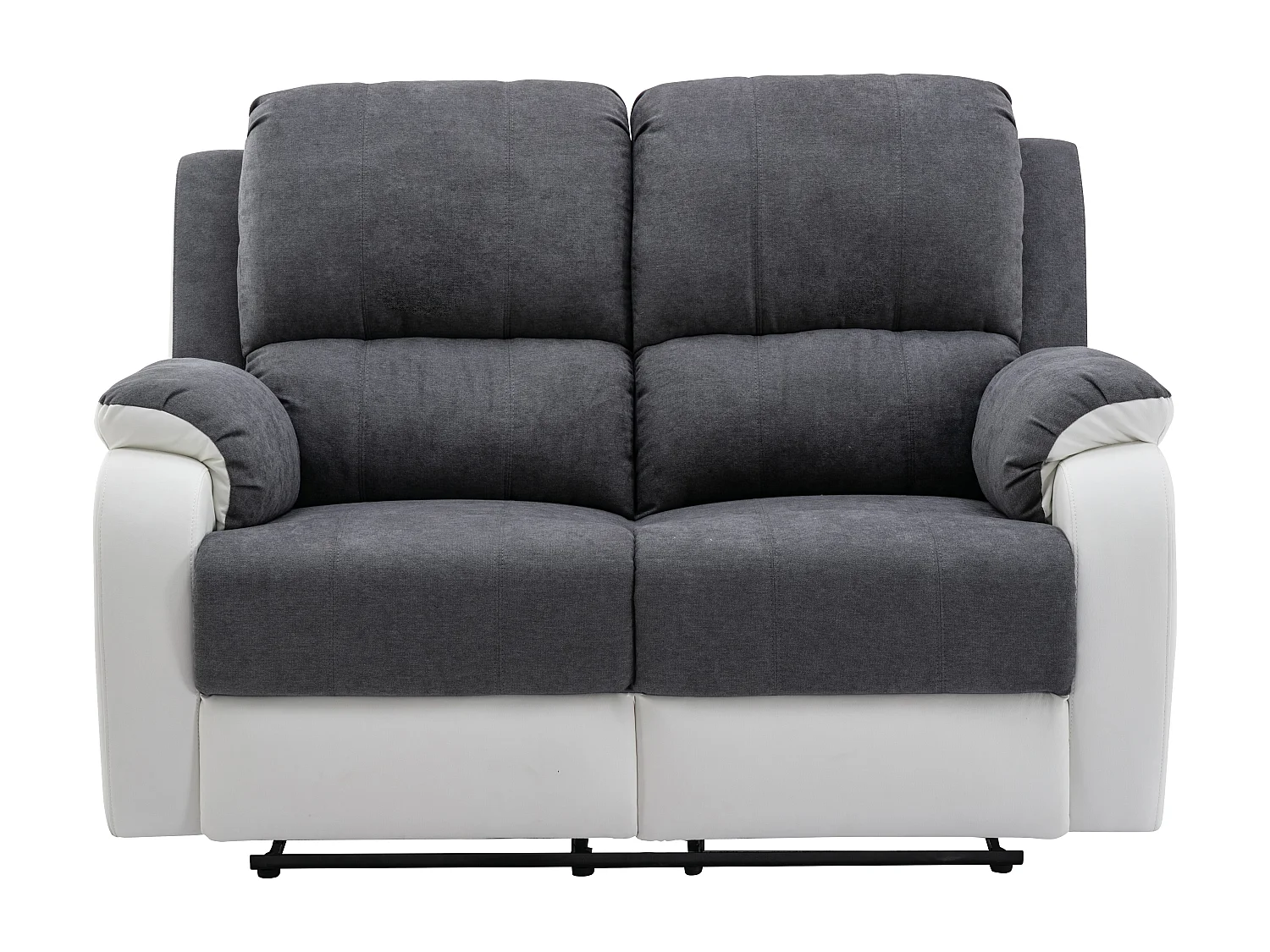 Tweezits-relaxbank van microvezel en grijs en wit kunstleer BRODY