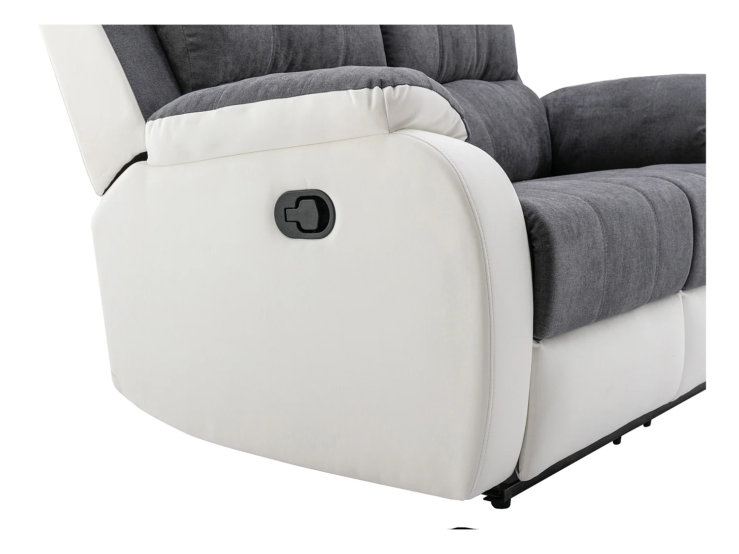 Tweezits-relaxbank van microvezel en grijs en wit kunstleer BRODY