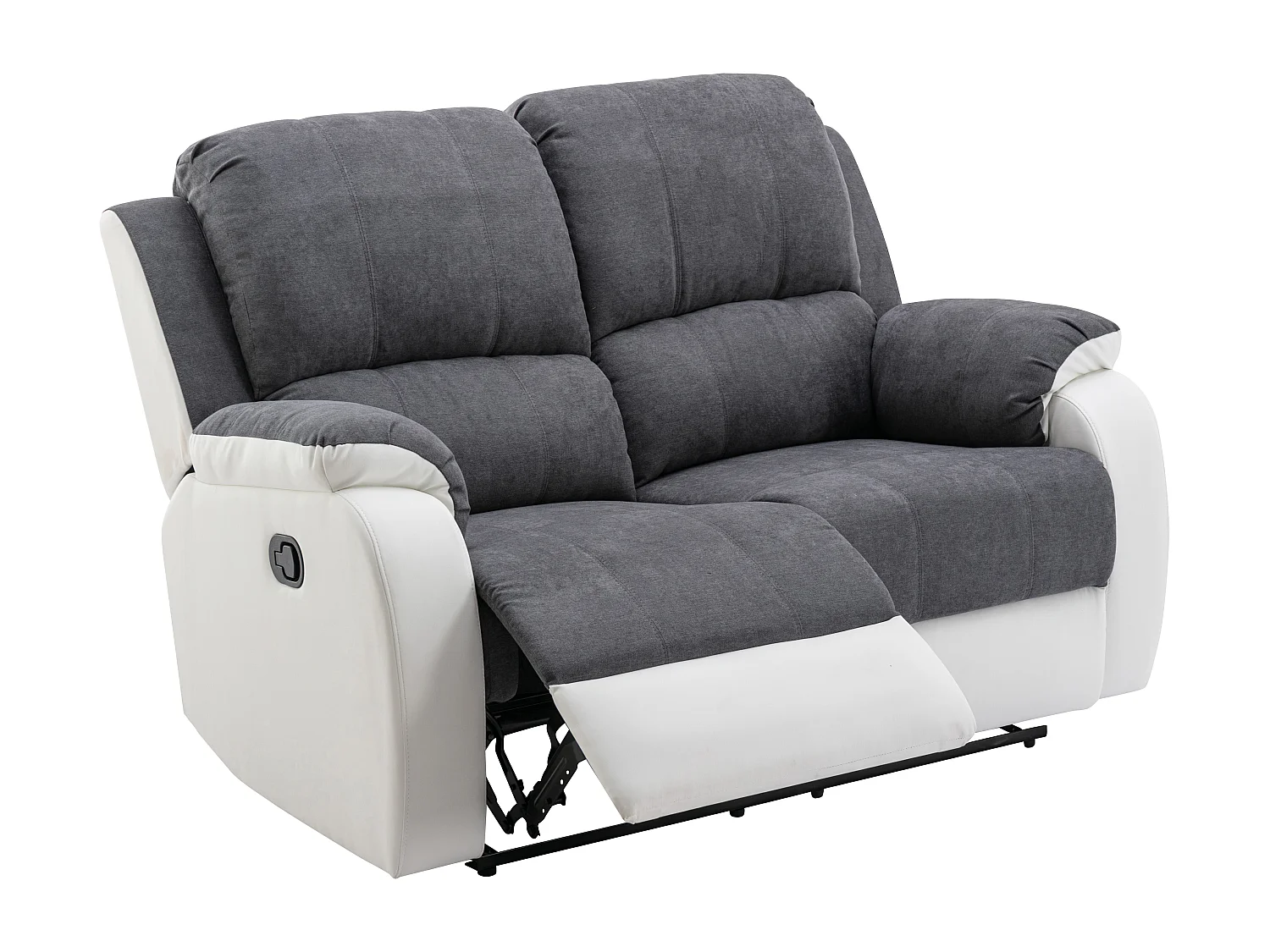 Canapé 2 places relax en microfibre et simili gris et blanc BRODY