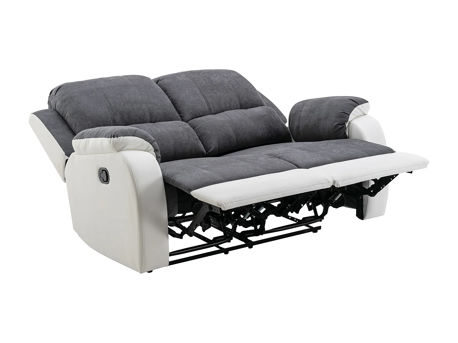 Canapé 2 places relax en microfibre et simili gris et blanc BRODY