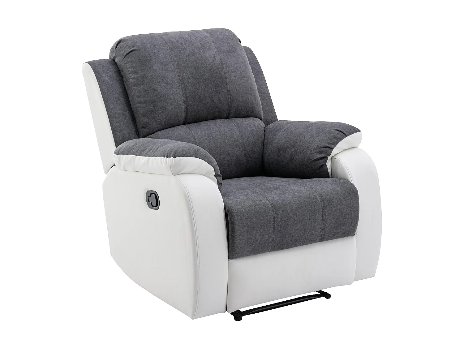 Relaxsessel - Microfaser & Kunstleder - Grau & Weiß - BRODY