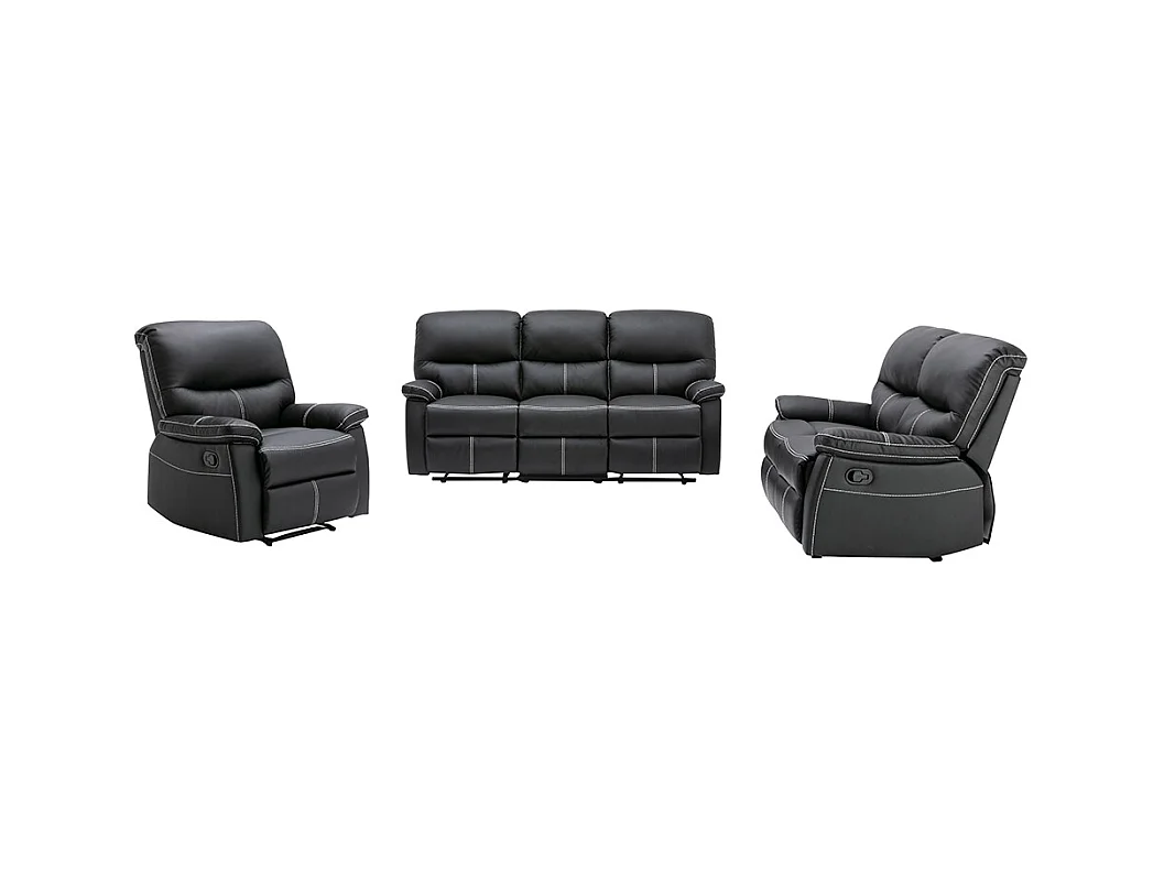 2- og 3-personers sofa og hvilestol i sort imiteret skind CANBY