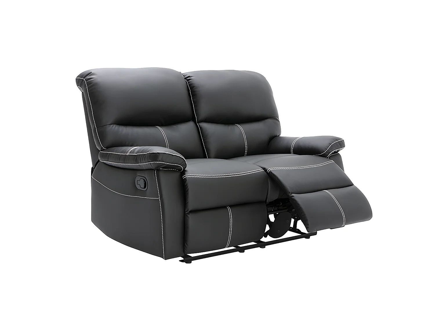 3-personers og 2-sæt relaxtions sofa i sort kunstlæder CANBY