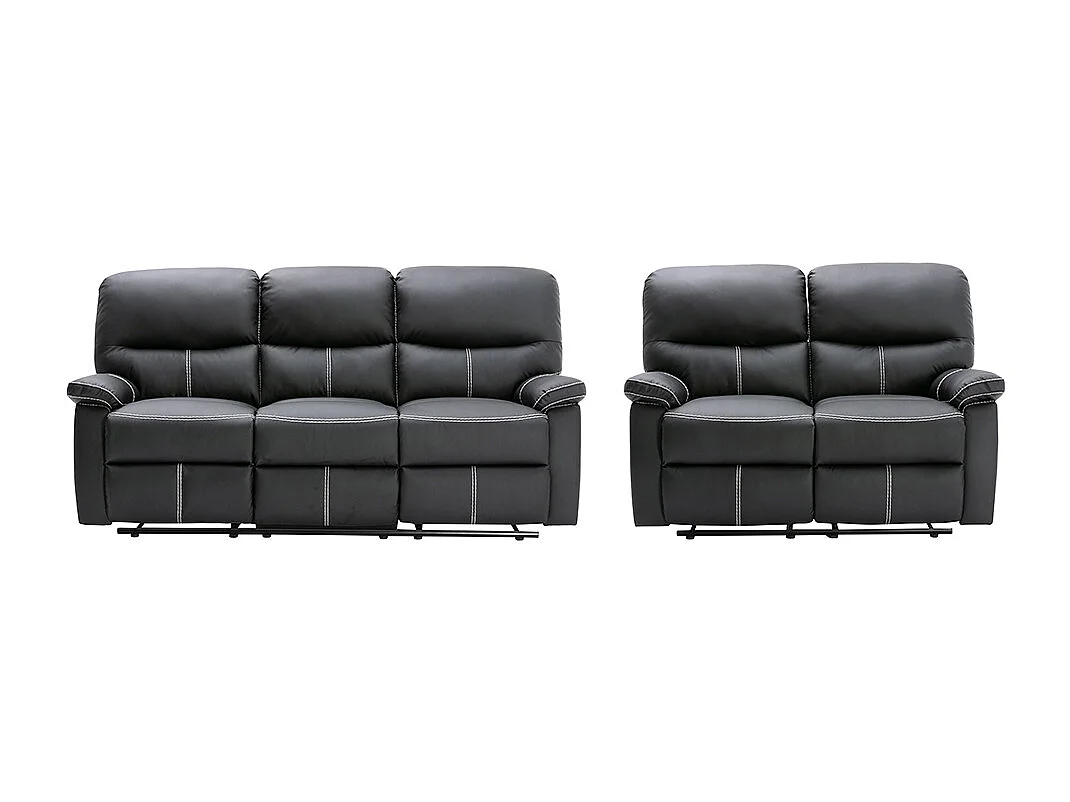 Divano 3+2 posti relax in Similpelle Nero - CANBY