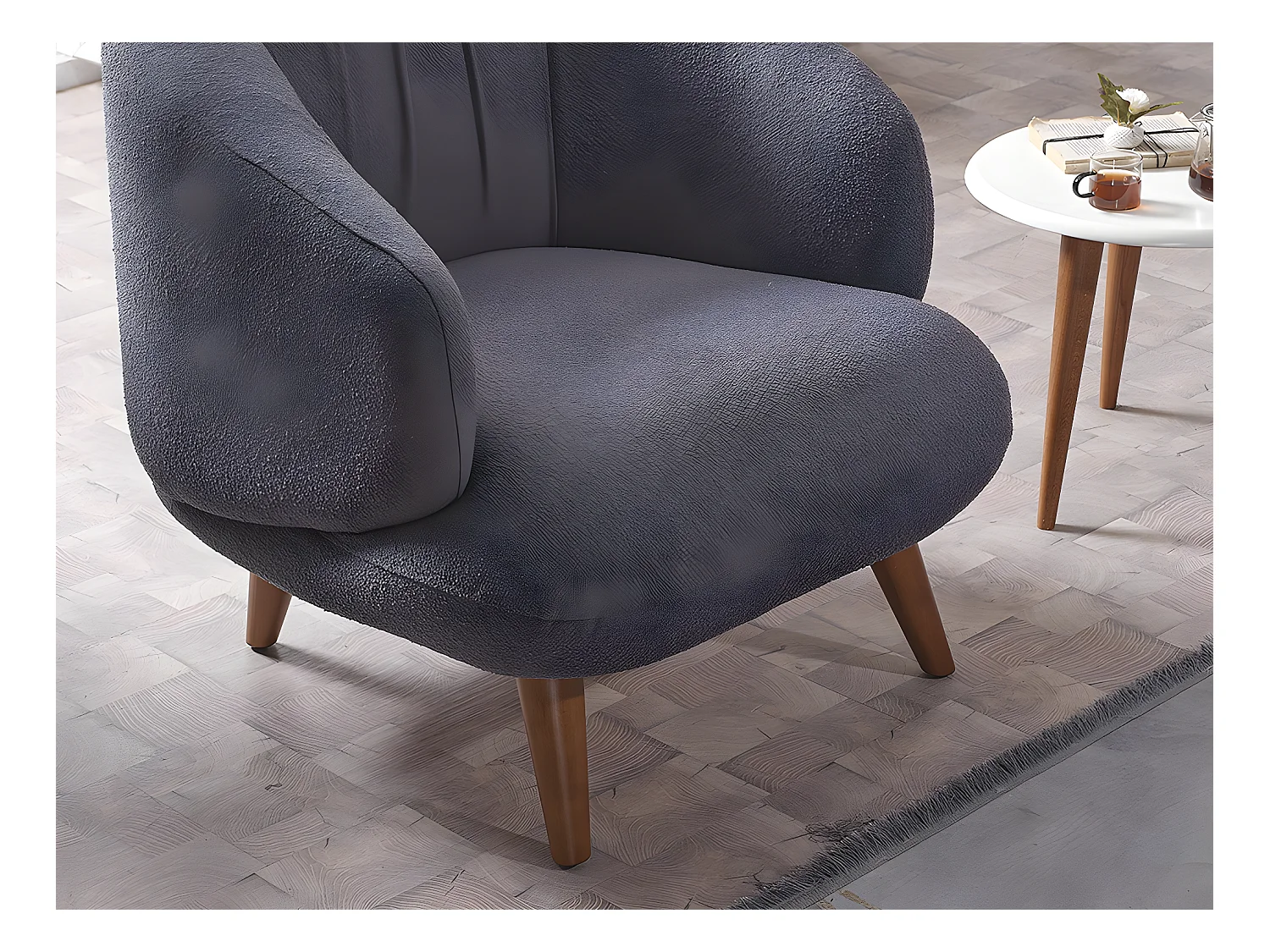 Sillón de tela bouclette antracita JANINA