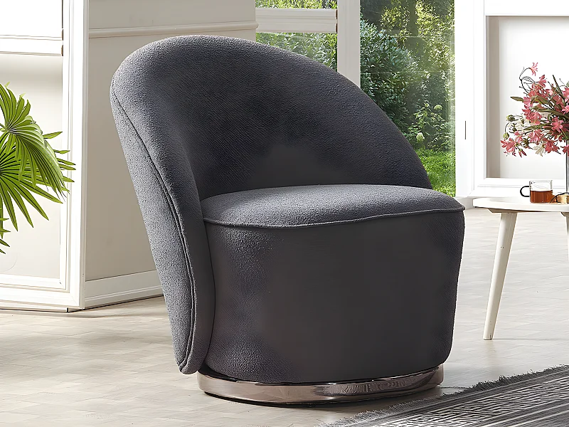 Sillón de tela bouclette antracita ELFIRA de Pascal Morabito