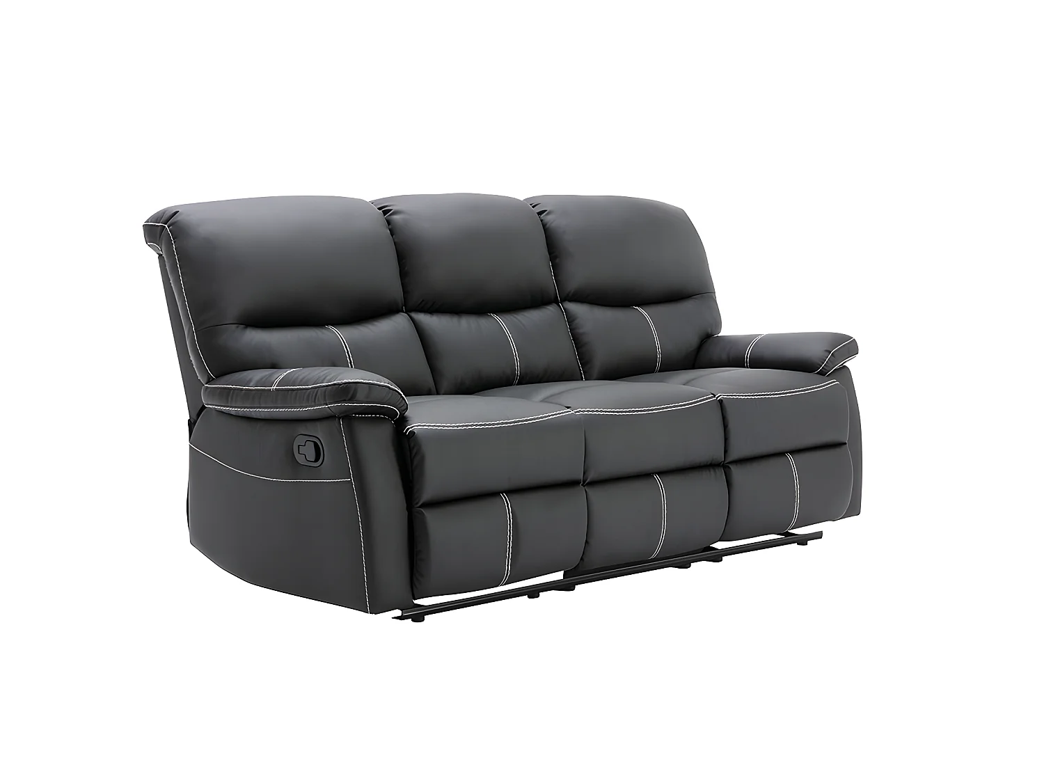 3-personers sofa og en relaxlænestol i sort kunstlæder CANBY