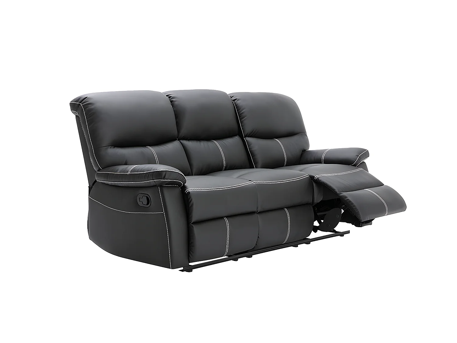 3-personers sofa og en relaxlænestol i sort kunstlæder CANBY