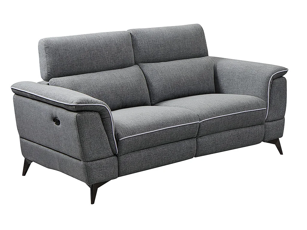 Canapés 3 places et 2 places relax électrique en tissu gris MACARI