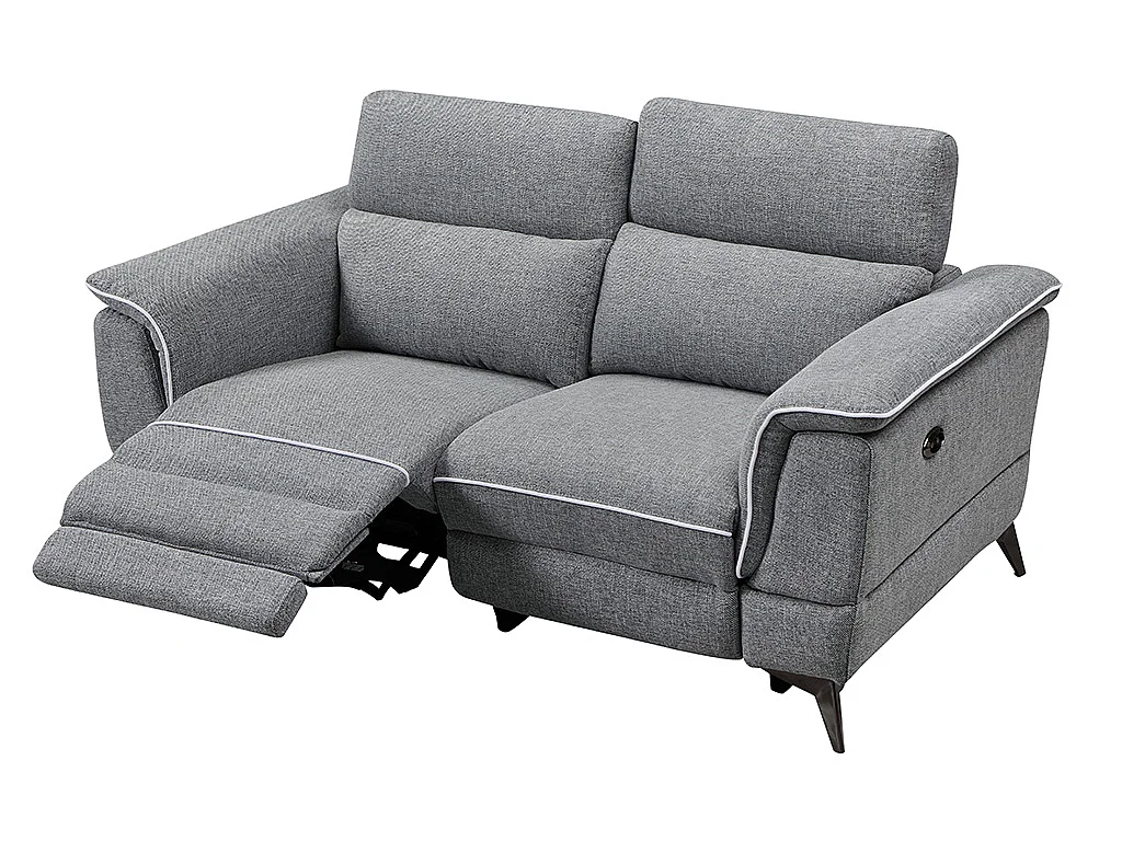 Relaxsofa Ecksofa elektrisch 3+2 Sitzer - Stoff - Grau - MACARI