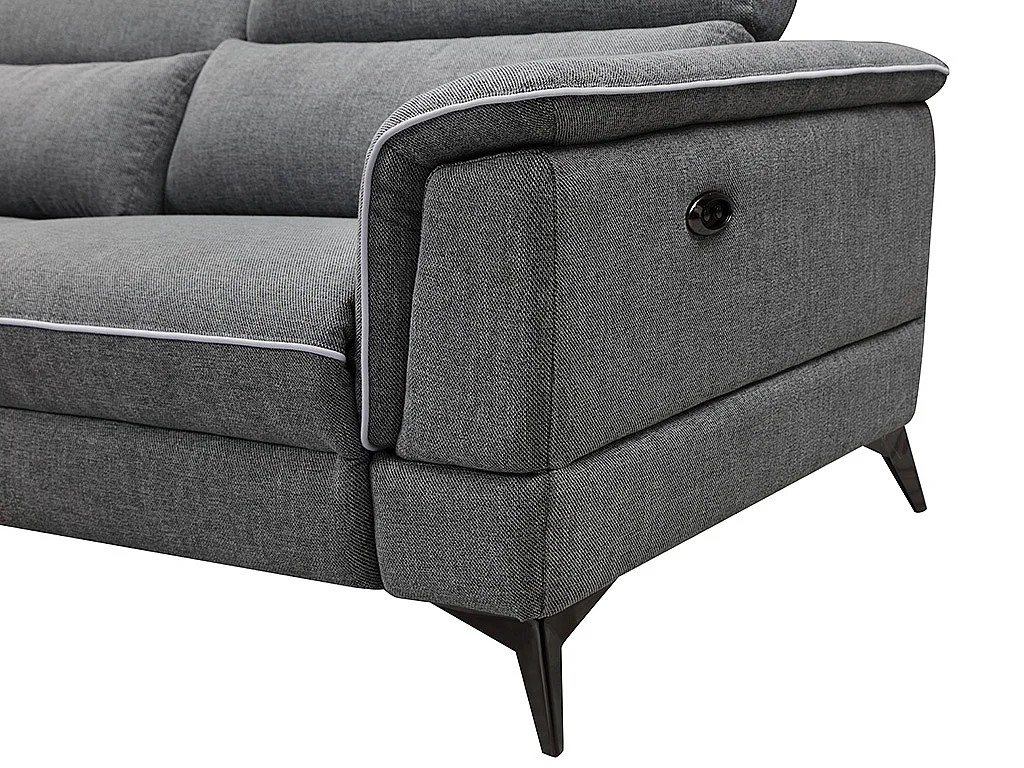 Relaxsofa Ecksofa elektrisch 3+2 Sitzer - Stoff - Grau - MACARI
