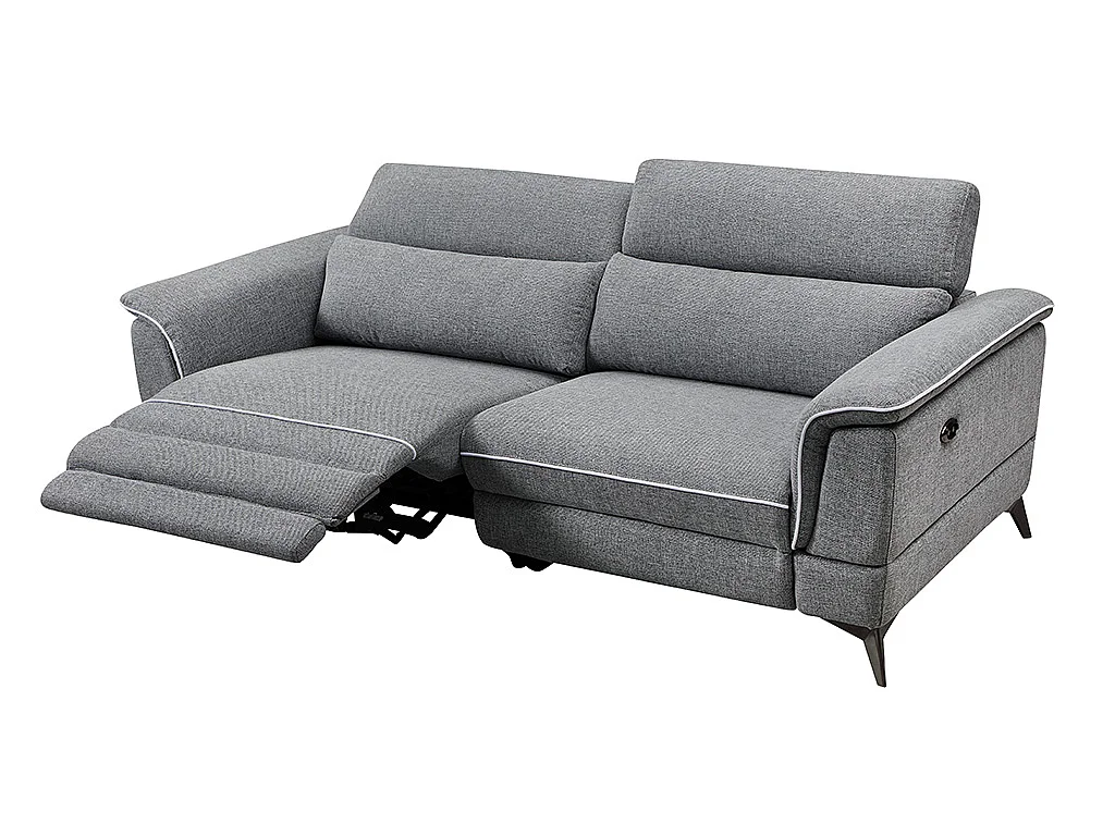 Relaxsofa Ecksofa elektrisch 3+2 Sitzer - Stoff - Grau - MACARI