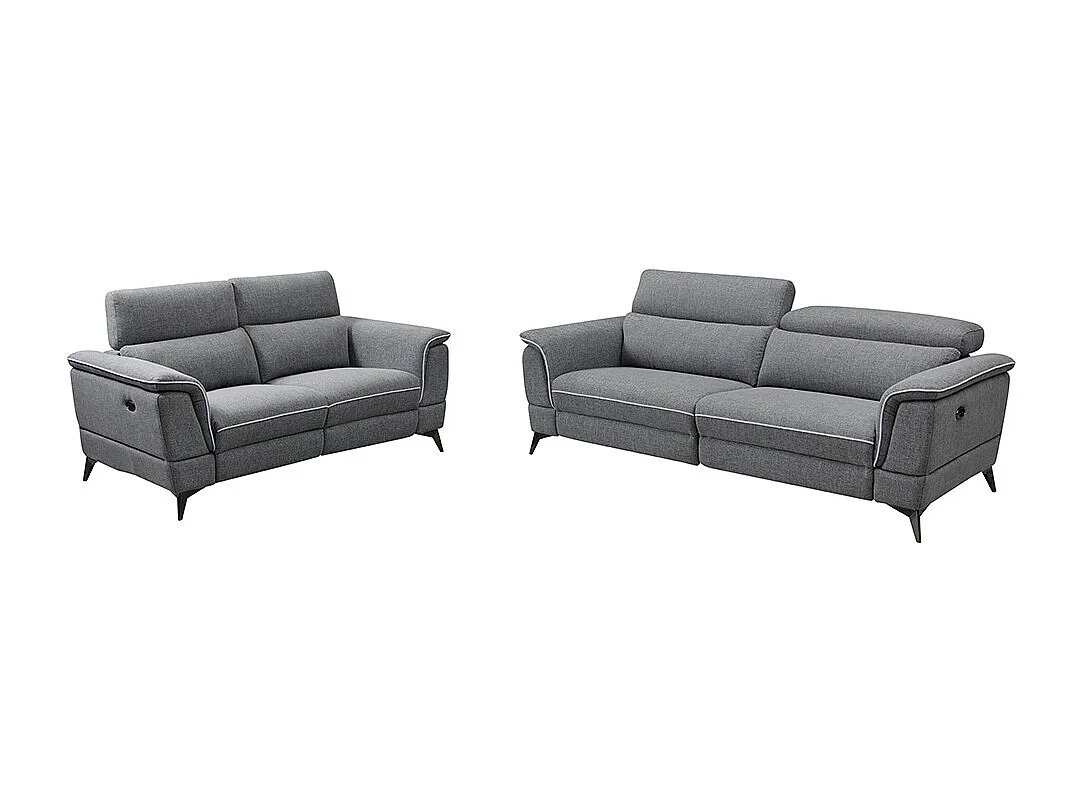Relaxsofa Ecksofa elektrisch 3+2 Sitzer - Stoff - Grau - MACARI