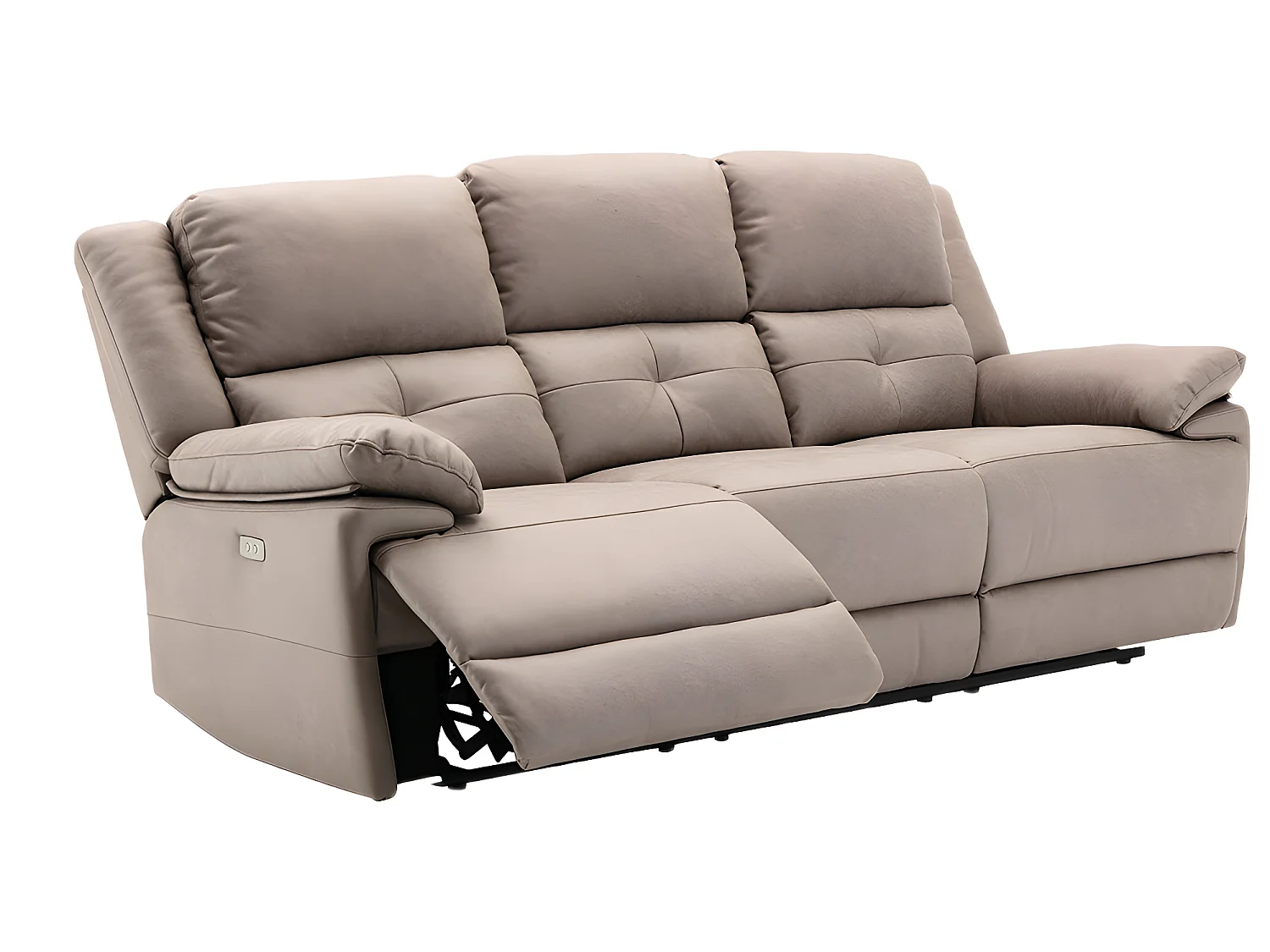 Elektrische driezits relaxbank en fauteuil van stof - Taupe - DOLENE