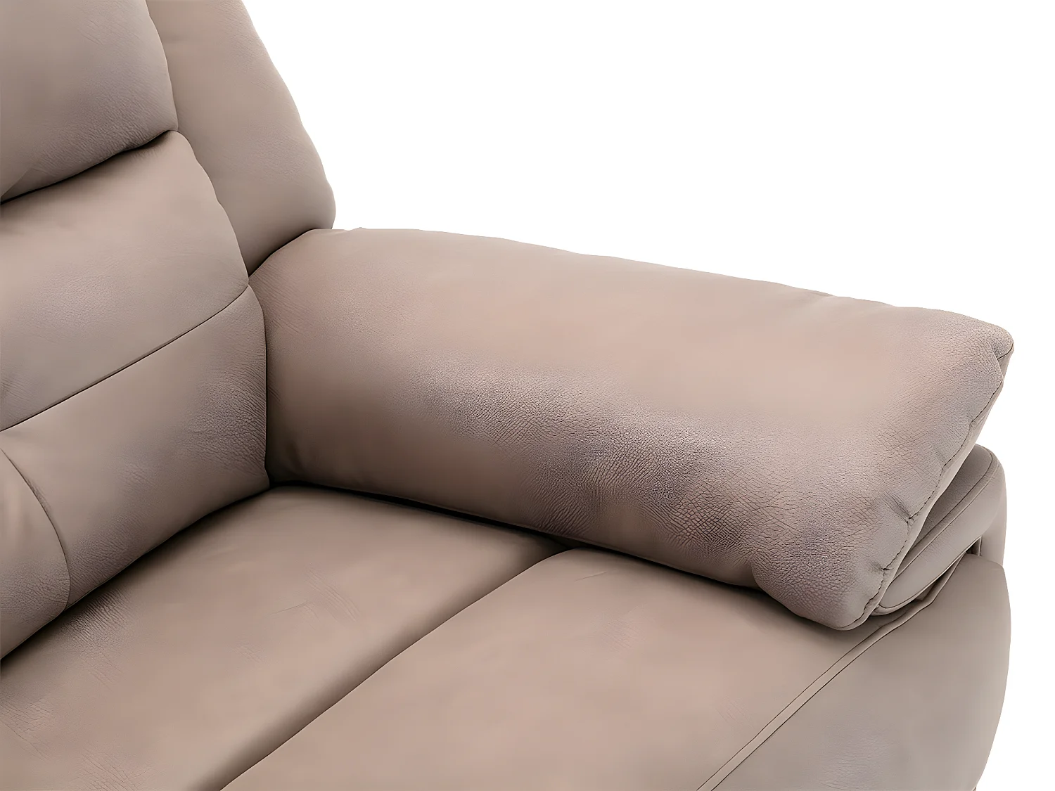 Elektrische driezits relaxbank en fauteuil van stof - Taupe - DOLENE